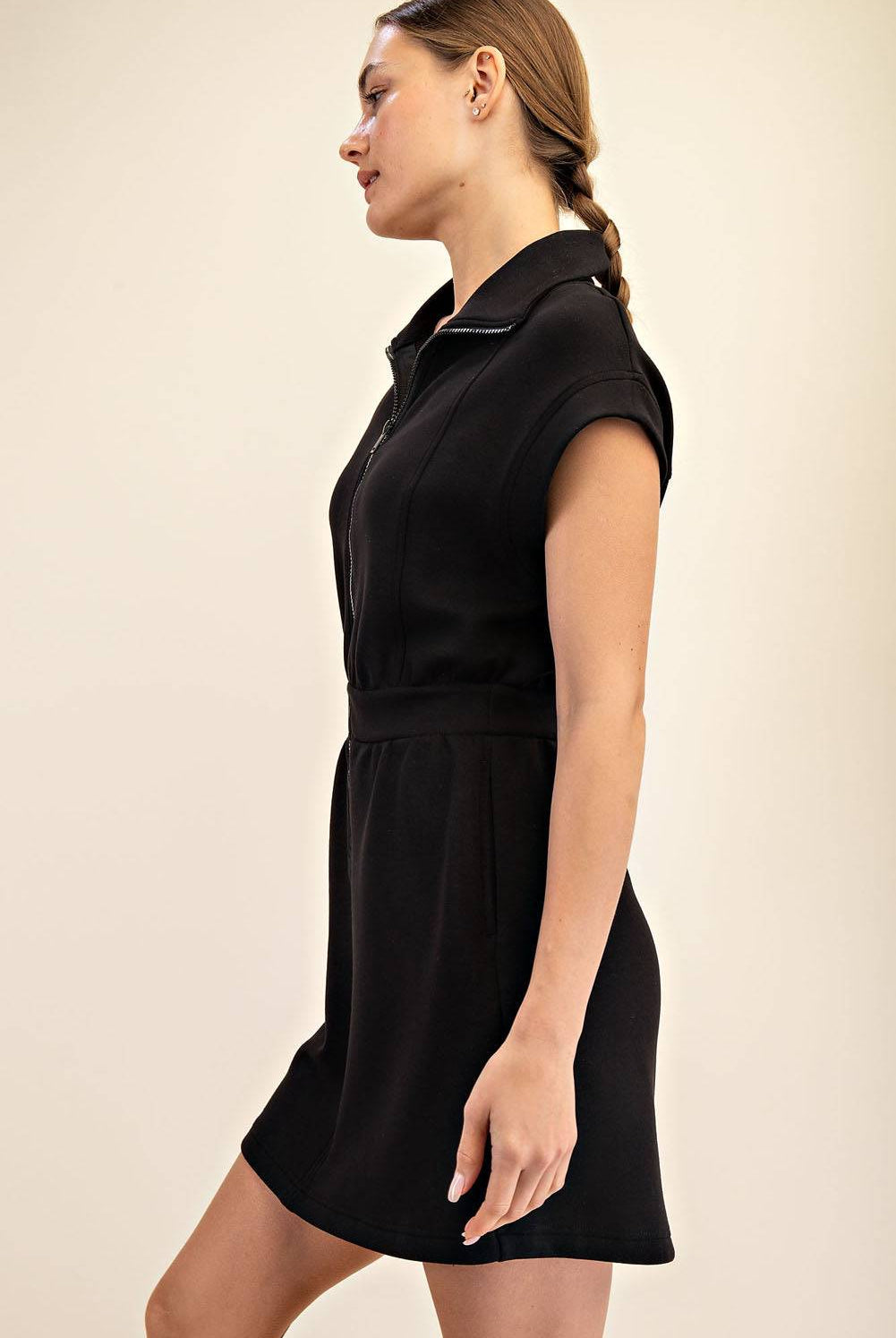 Modal Poly Half Zip Mini Dress - Hype Up