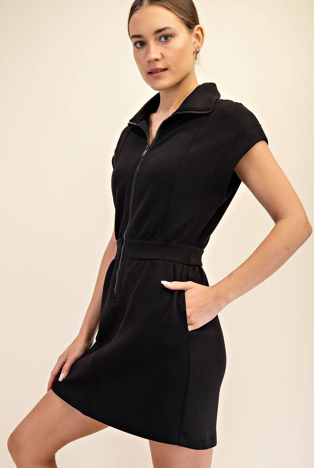 Modal Poly Half Zip Mini Dress - Hype Up