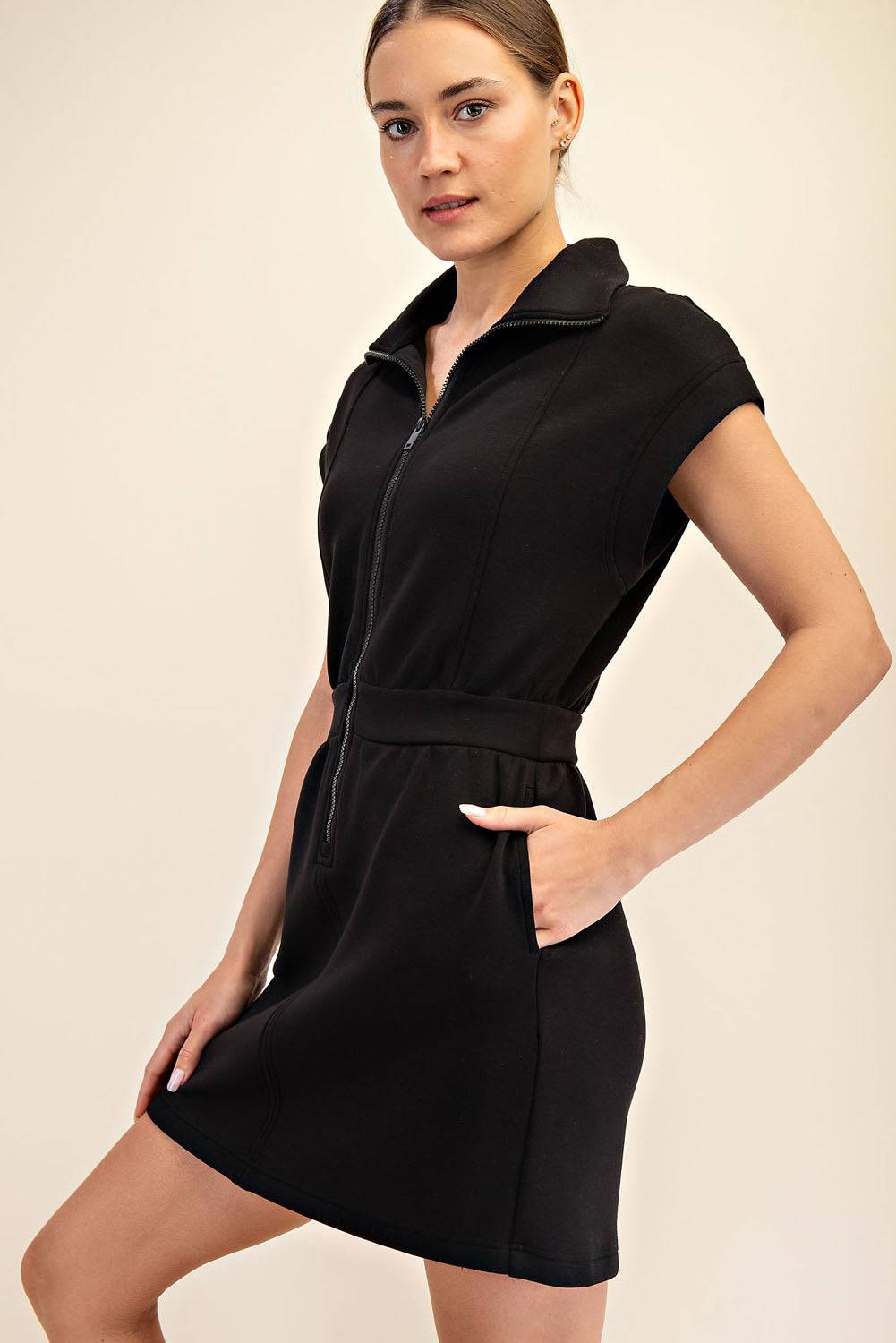 Modal Poly Half Zip Mini Dress - Hype Up