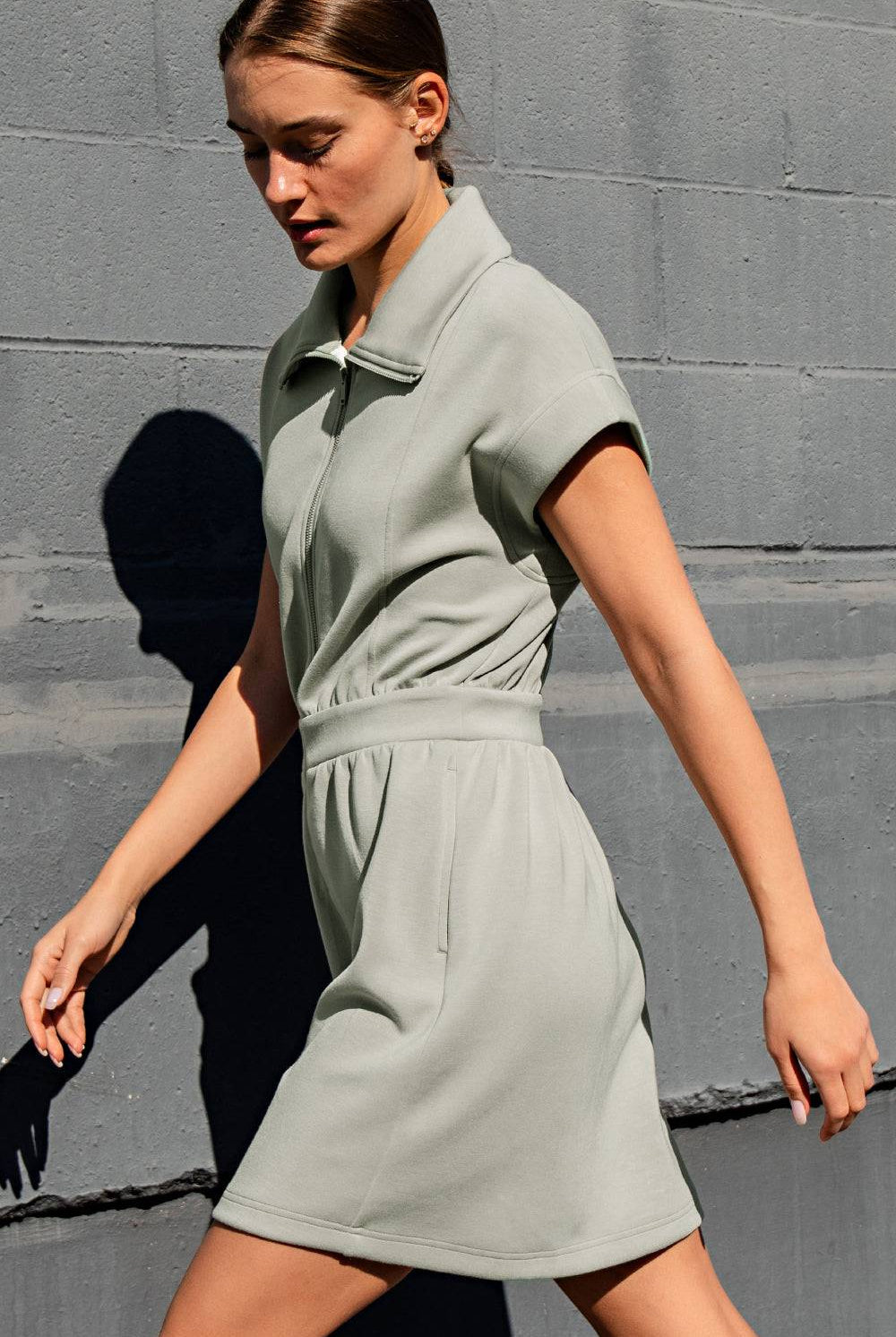 Modal Poly Half Zip Mini Dress - Hype Up