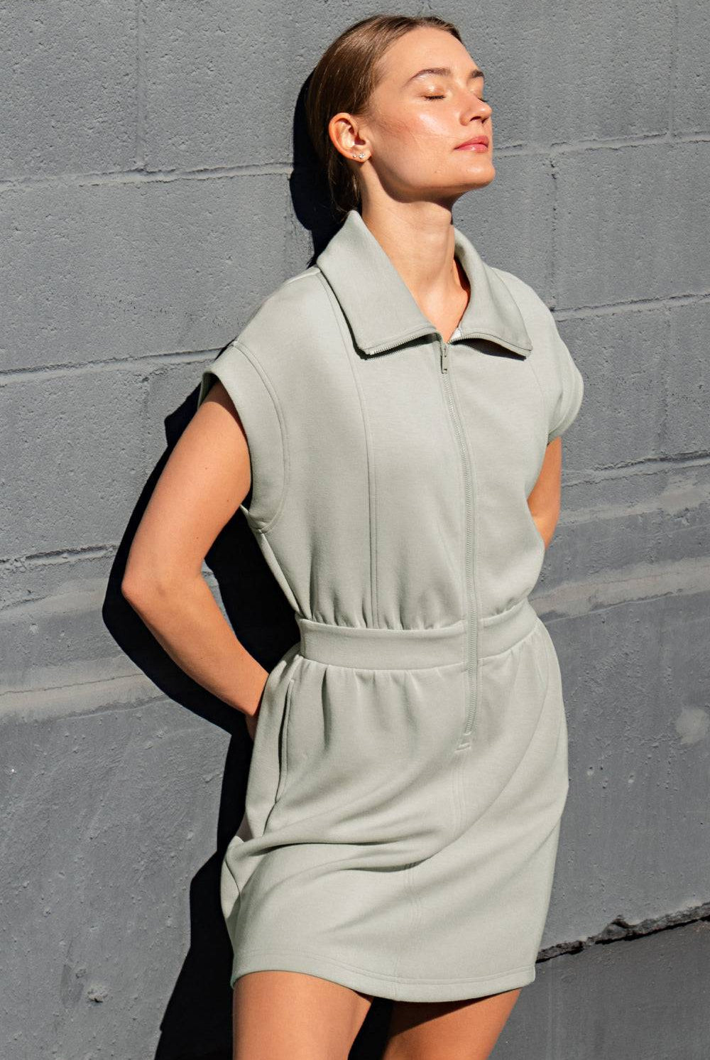 Modal Poly Half Zip Mini Dress - Hype Up