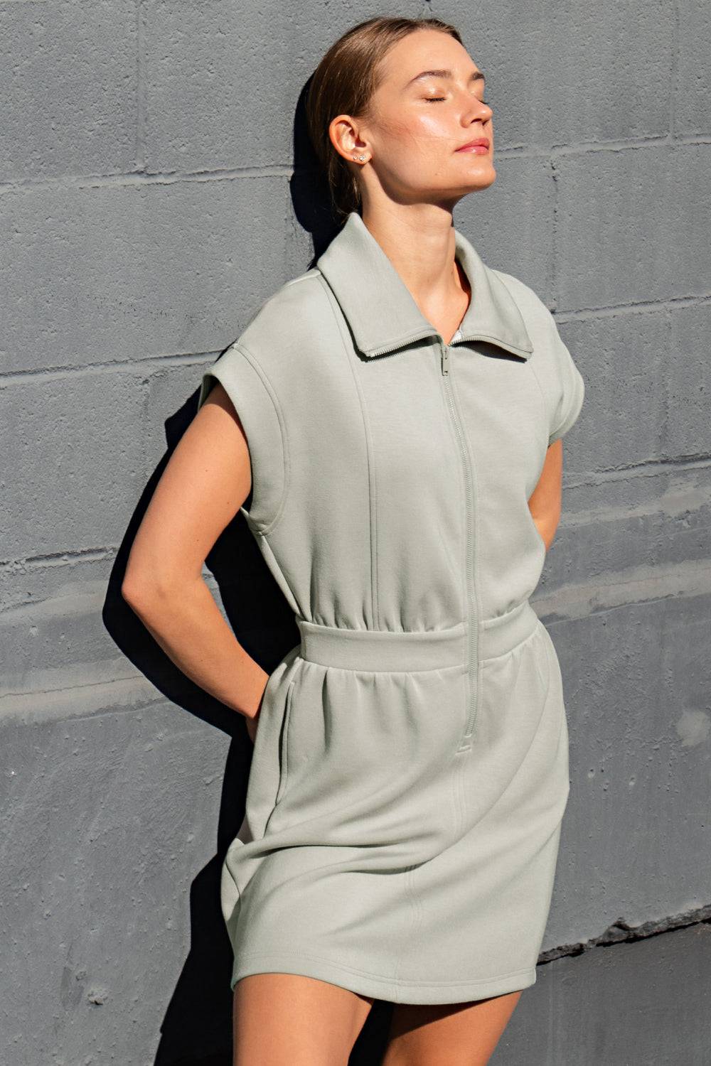 Modal Poly Half Zip Mini Dress - Hype Up