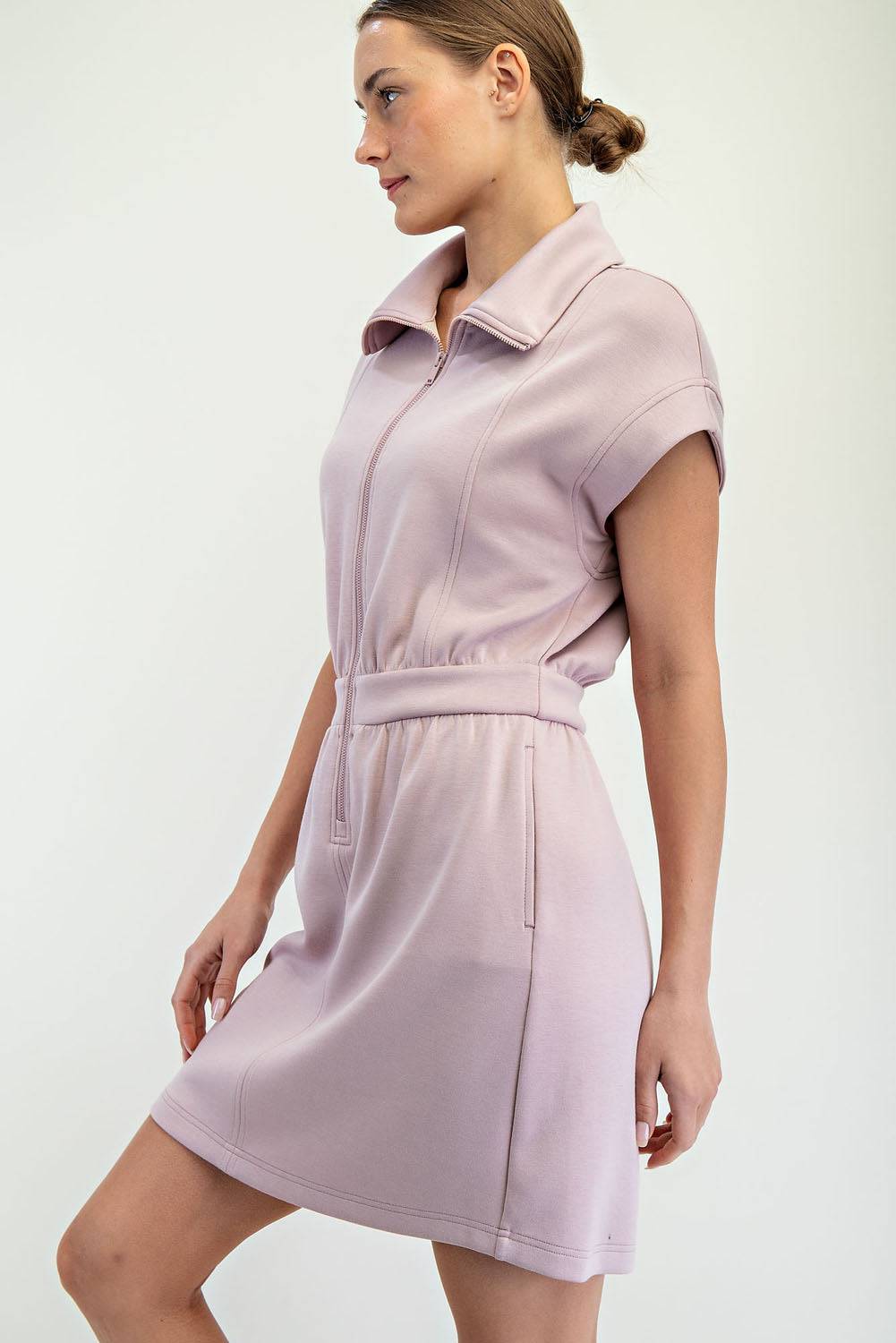 Modal Poly Half Zip Mini Dress - Hype Up