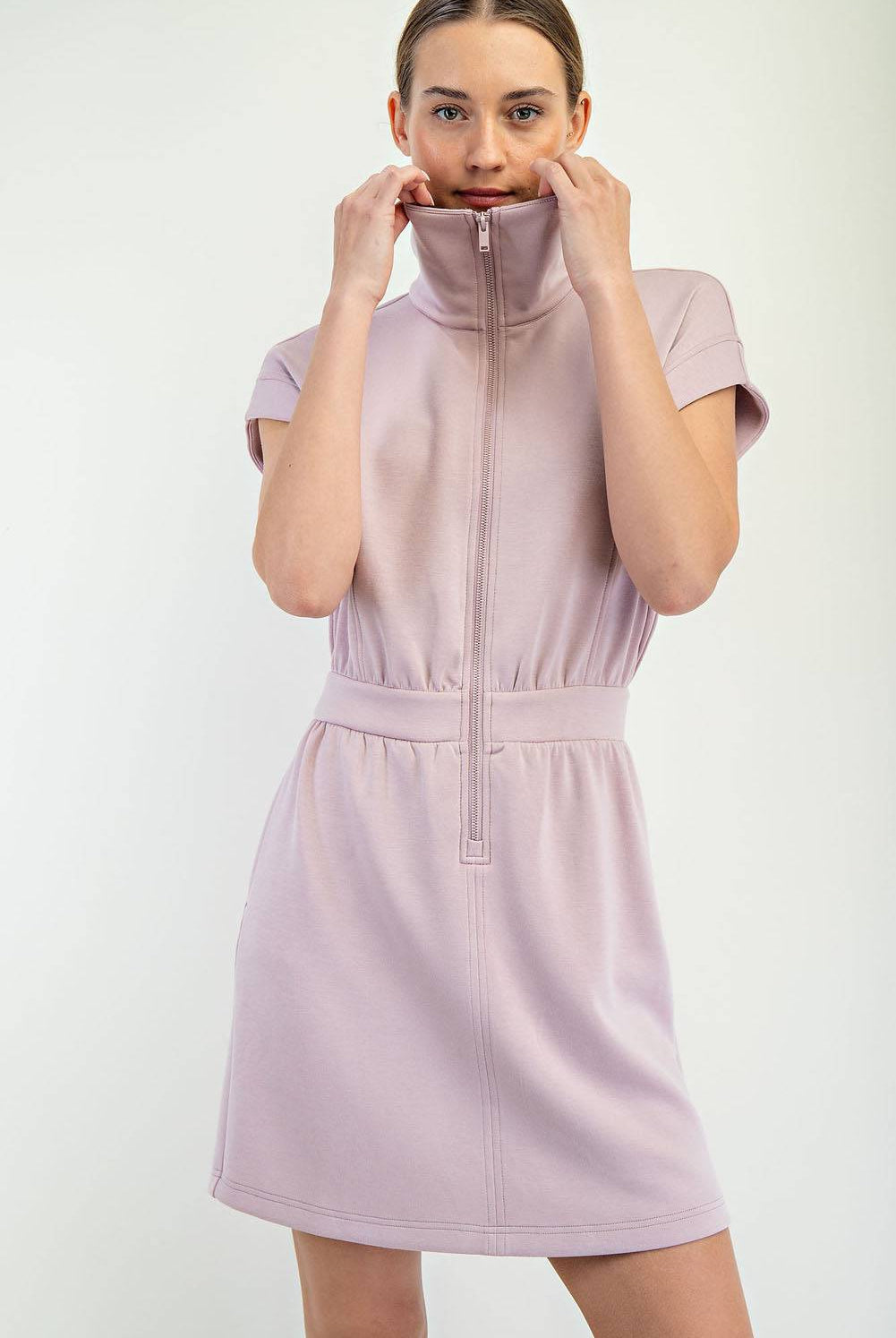Modal Poly Half Zip Mini Dress - Hype Up