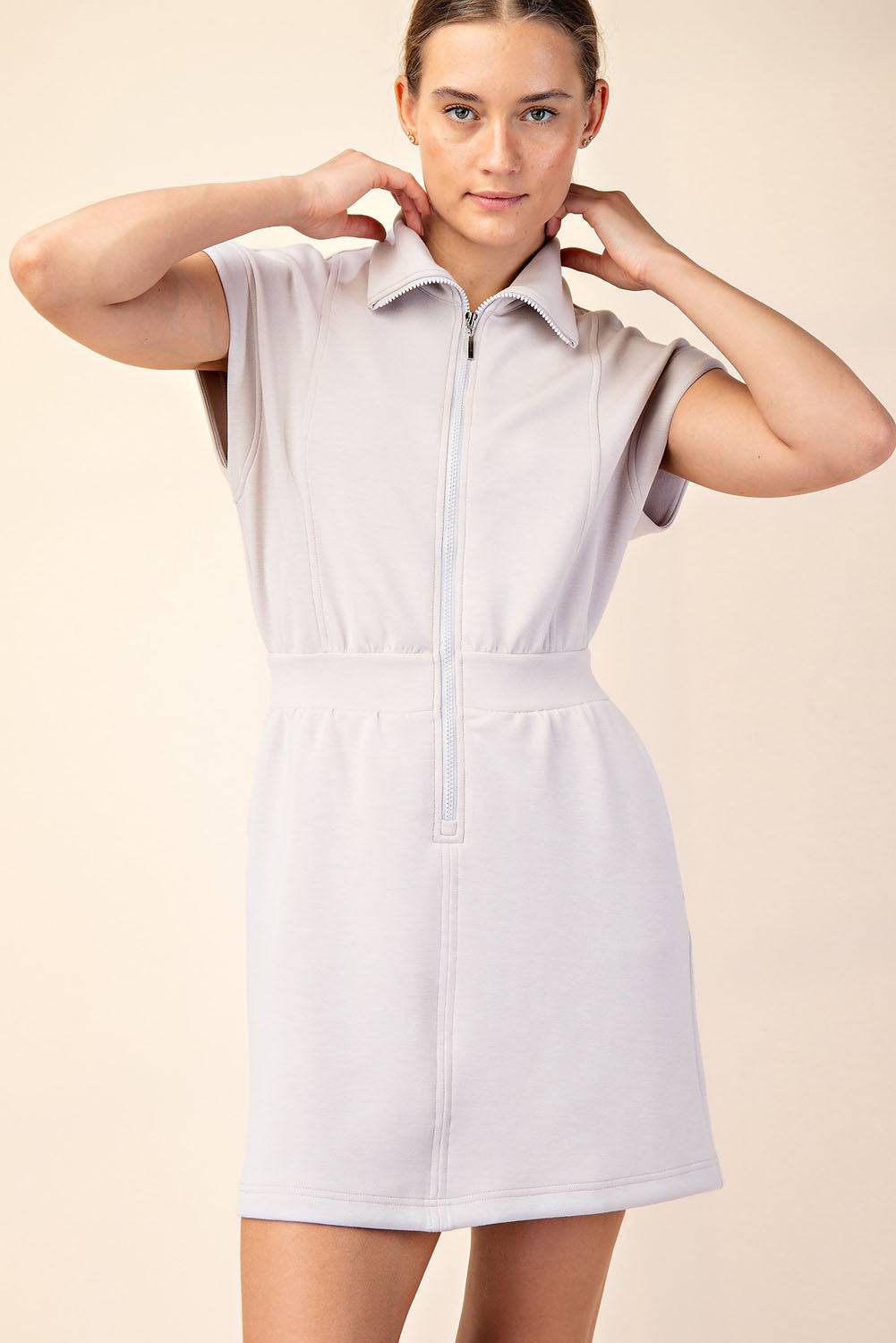 Modal Poly Half Zip Mini Dress - Hype Up