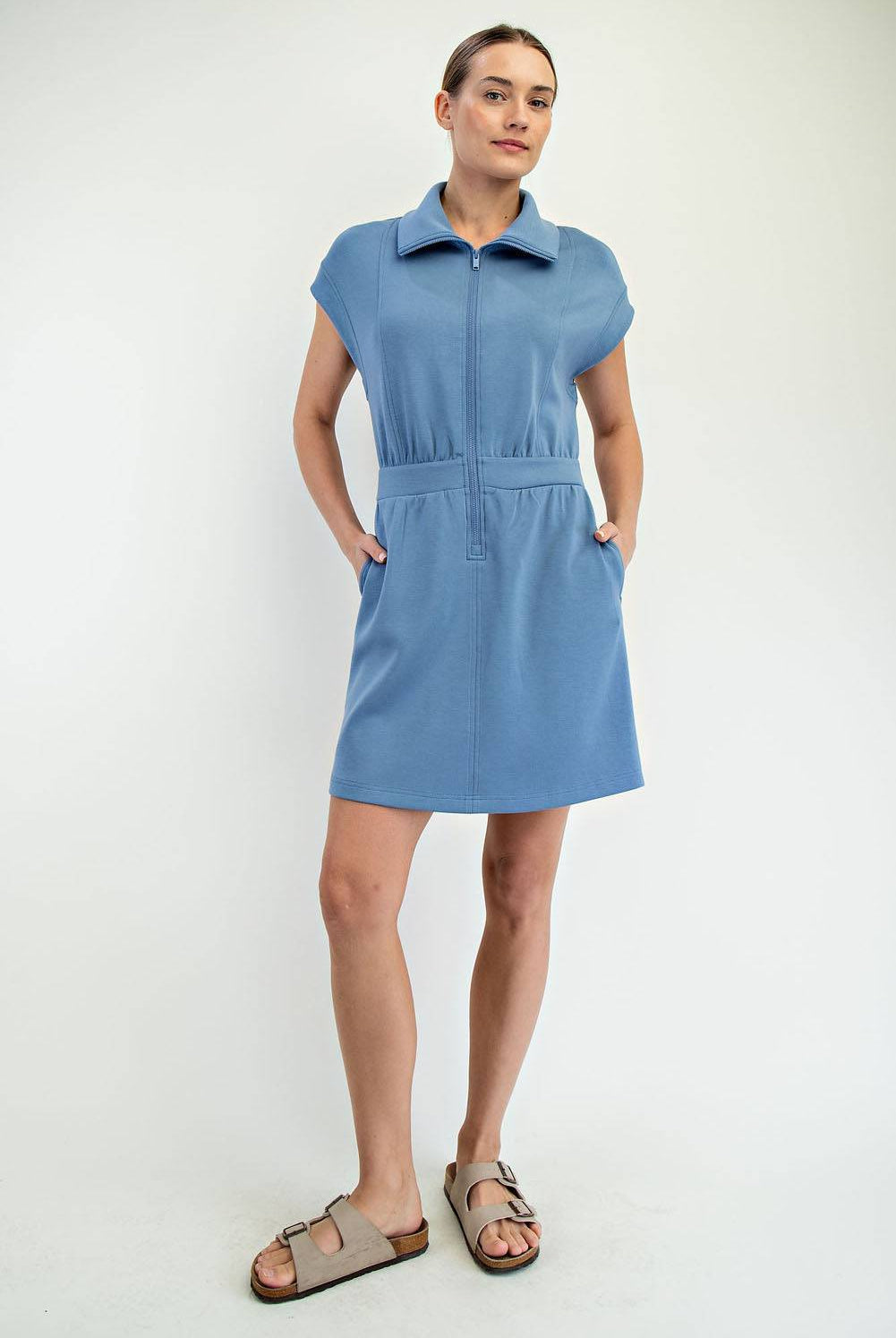 Modal Poly Half Zip Mini Dress - Hype Up