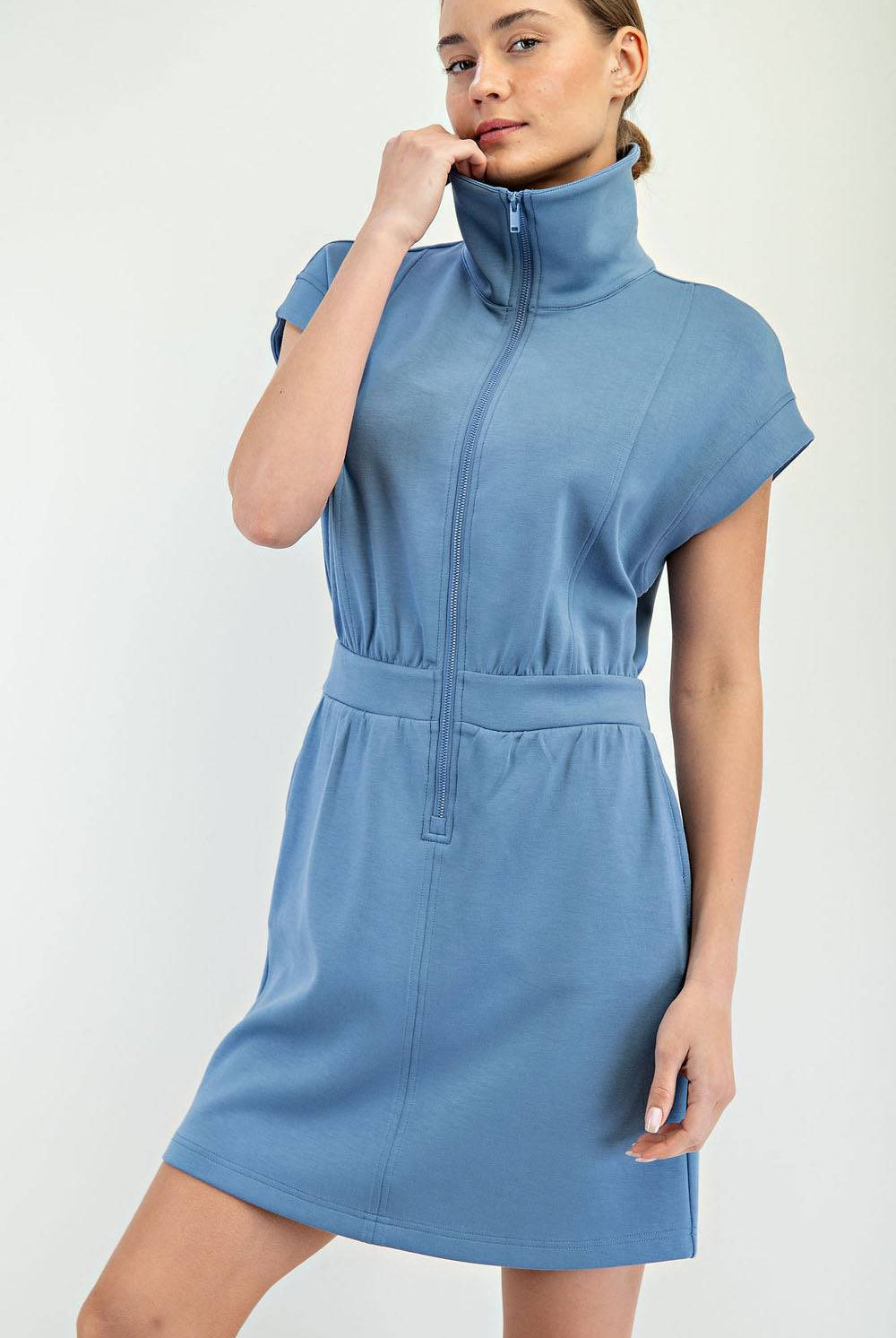 Modal Poly Half Zip Mini Dress - Hype Up