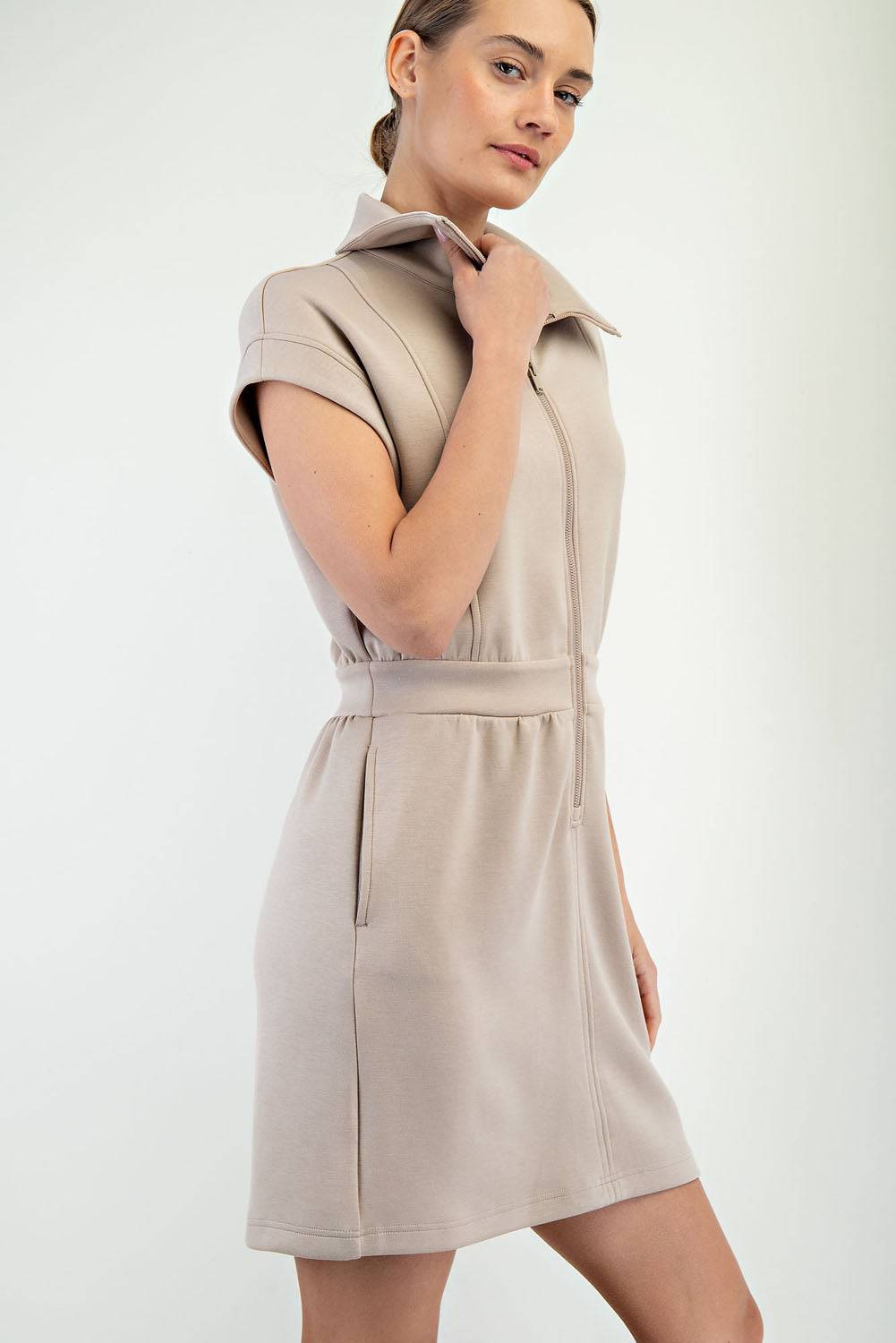 Modal Poly Half Zip Mini Dress - Hype Up