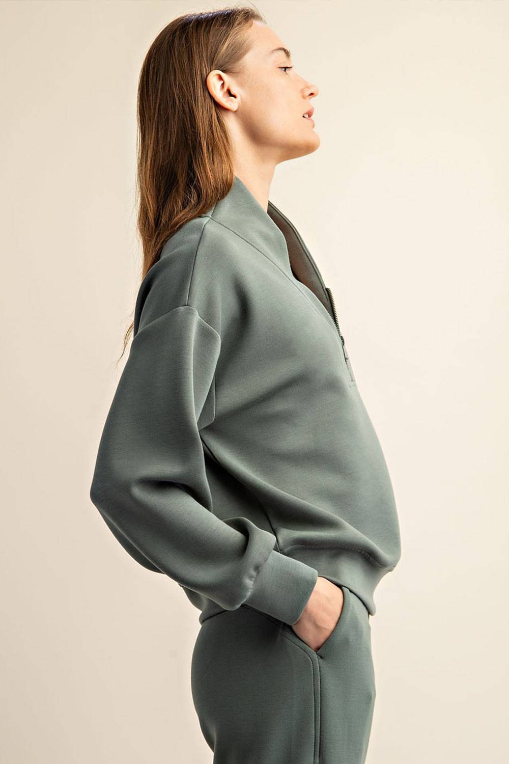 Modal Scuba V-neck Jacket - Hype Up