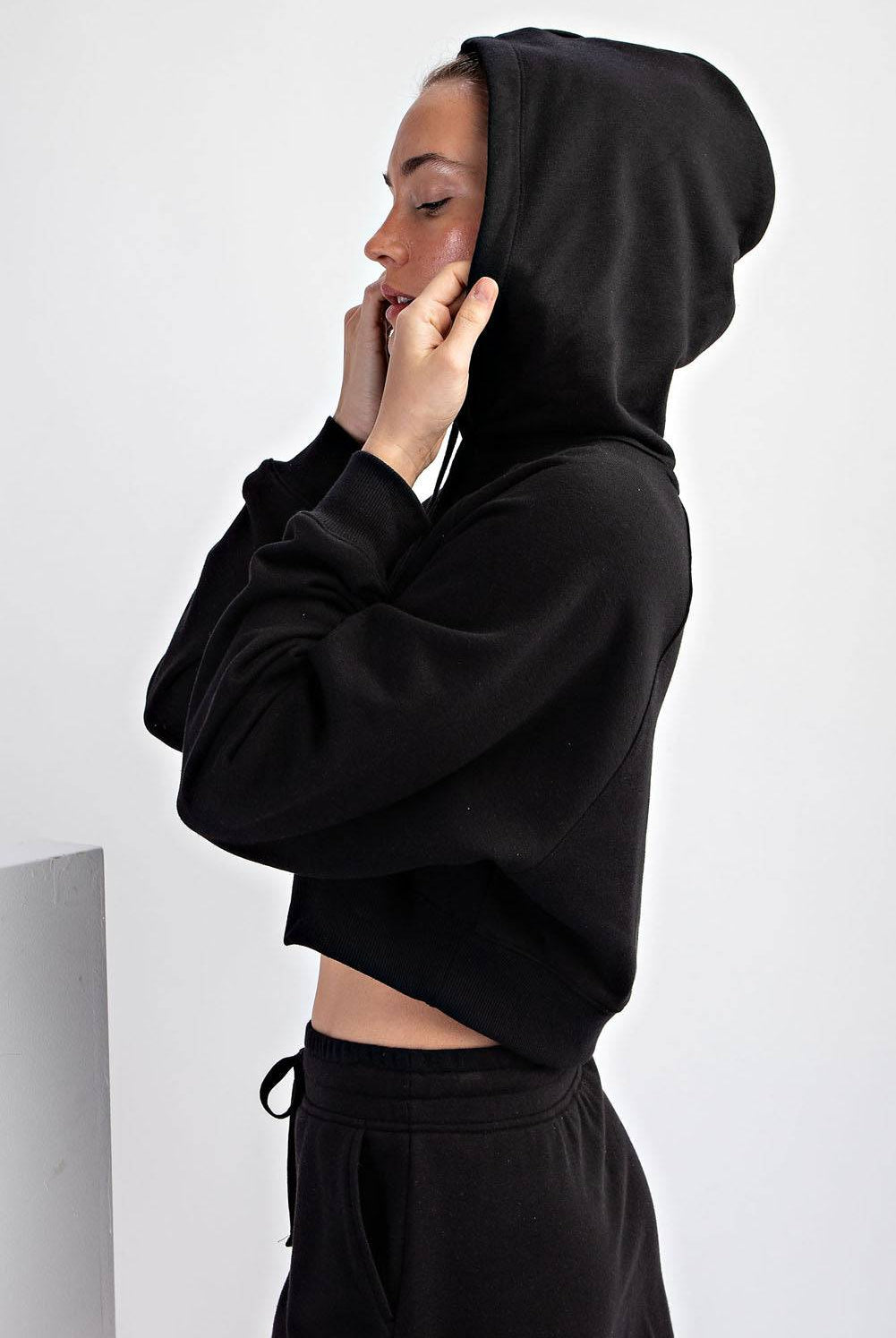 French Terry Crop Hoodie - Hype Up