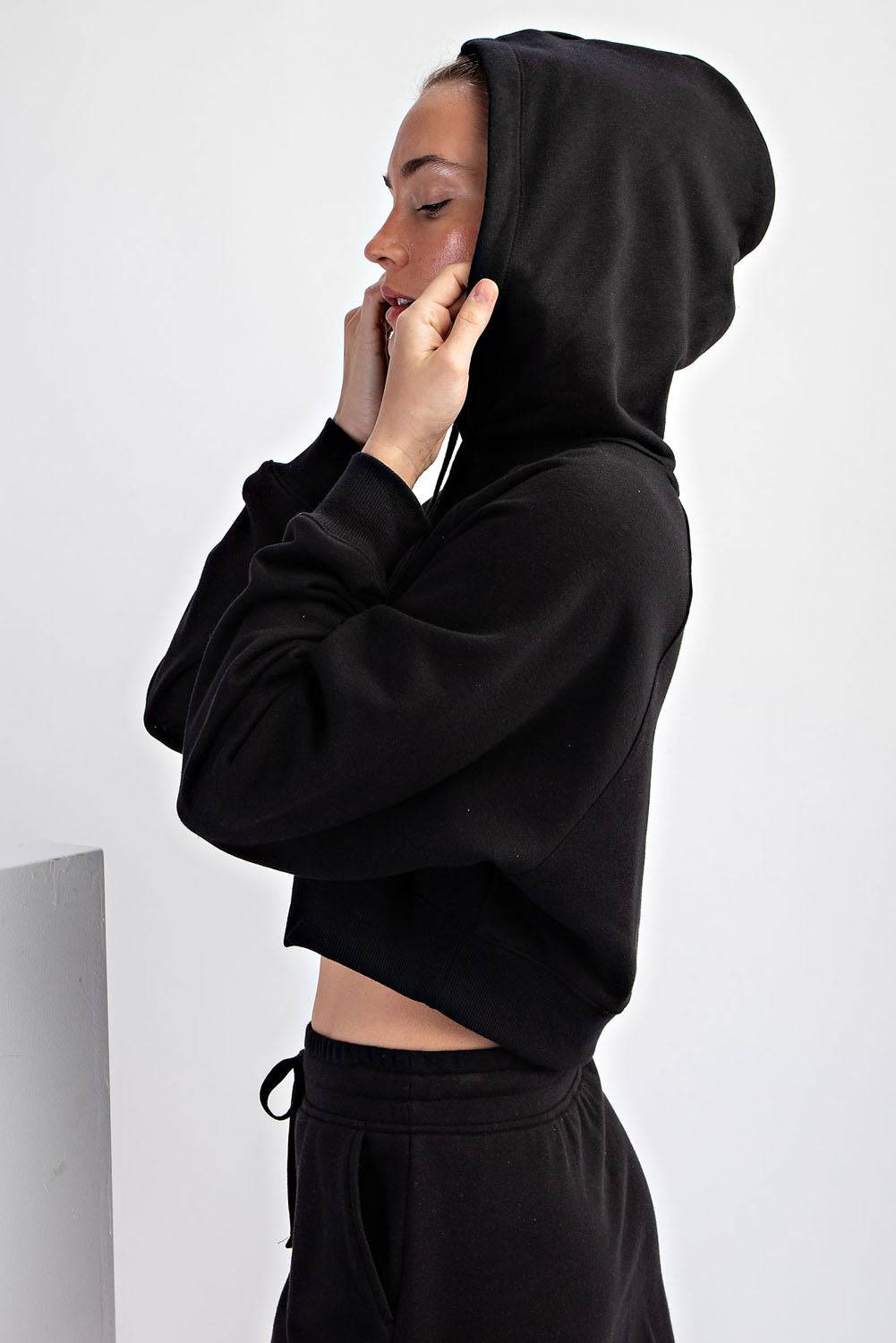 French Terry Crop Hoodie - Hype Up