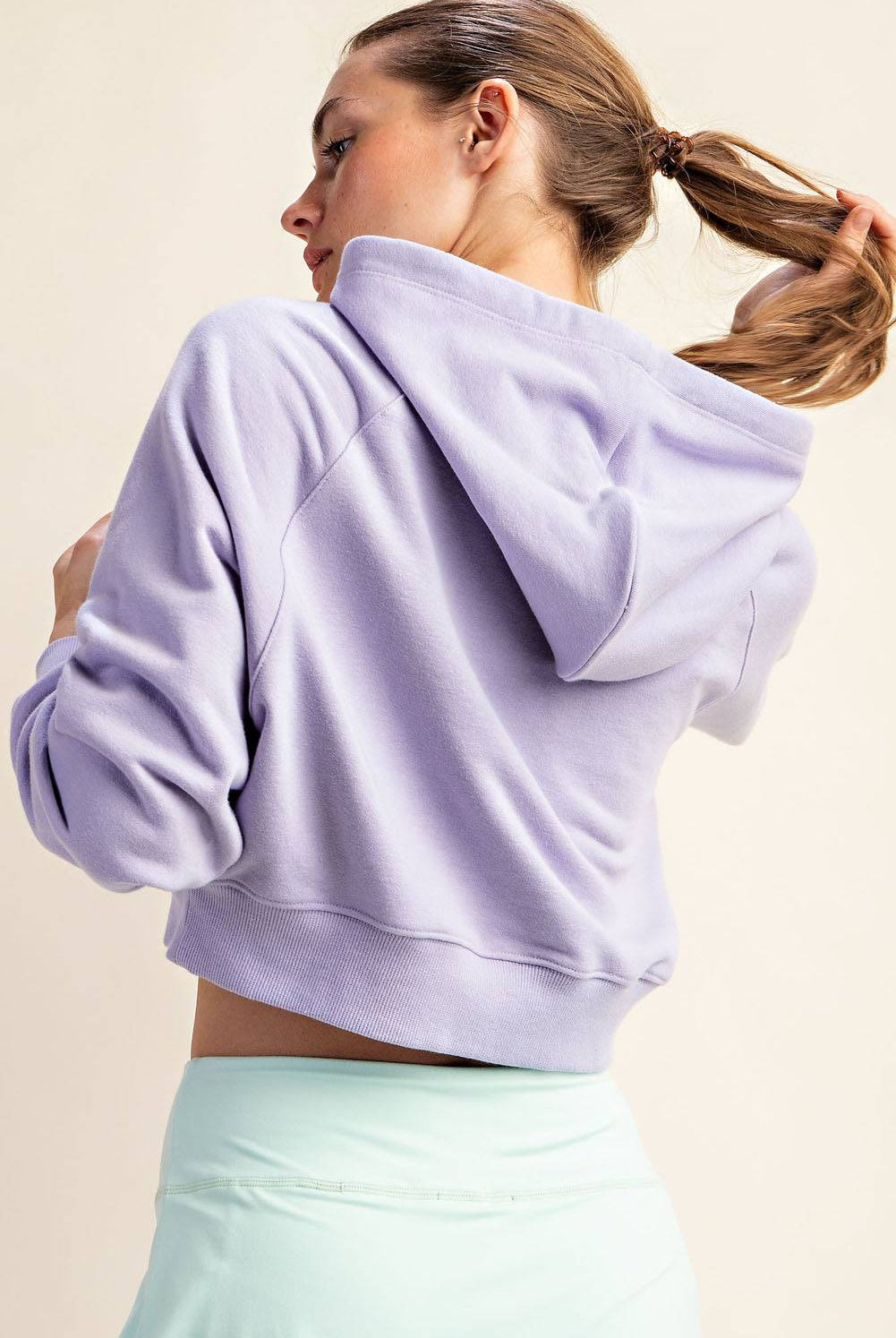 French Terry Crop Hoodie - Hype Up