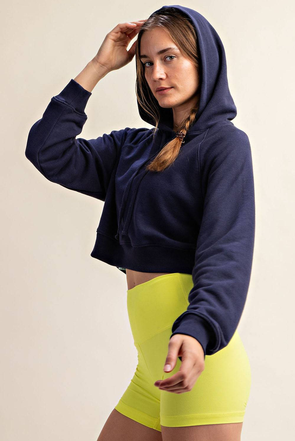 French Terry Crop Hoodie - Hype Up