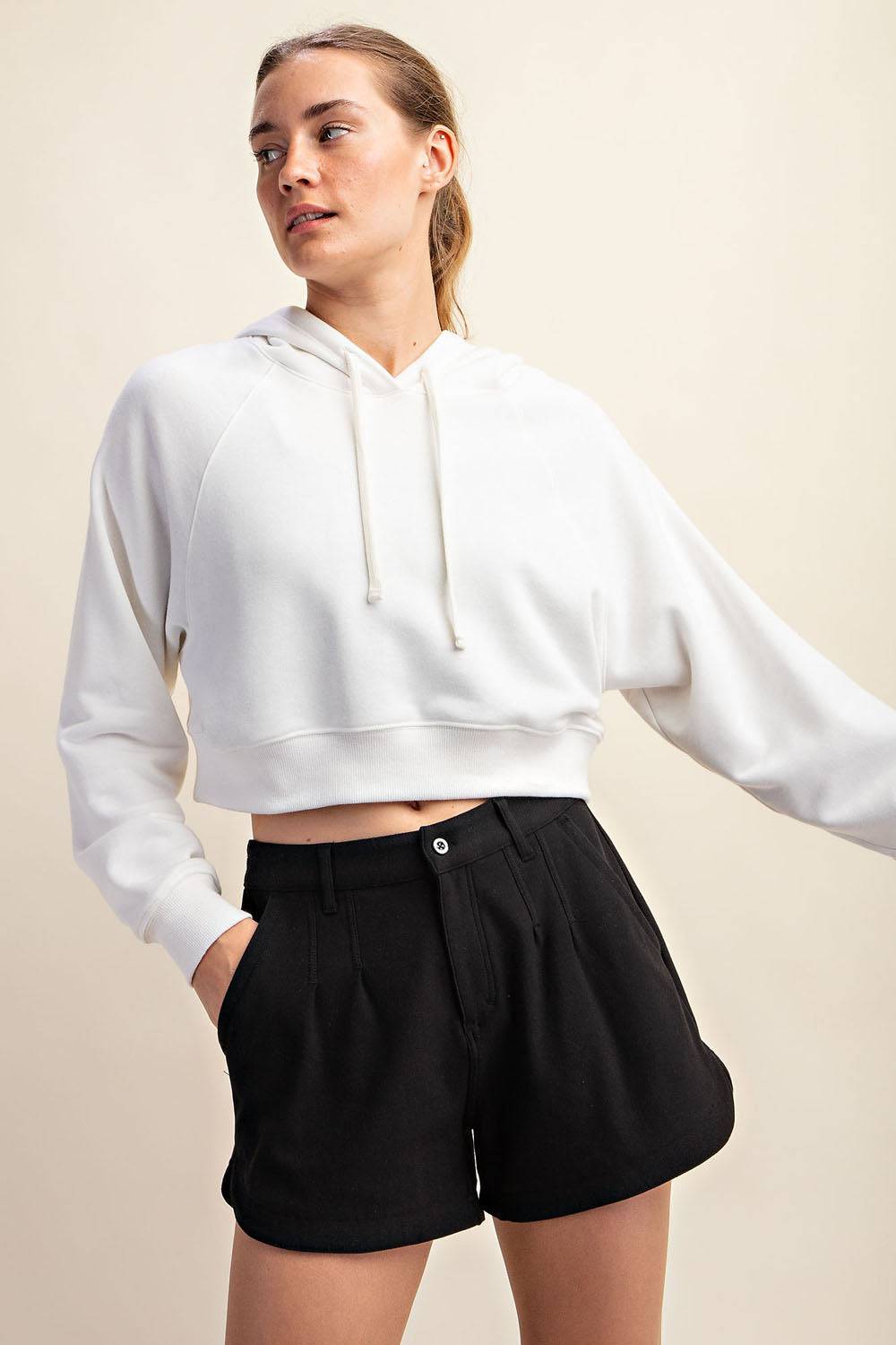 French Terry Crop Hoodie - Hype Up