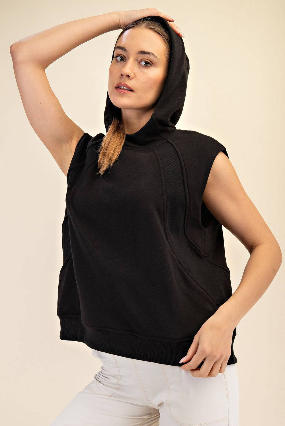 Oversized Sleeveless Hoodie - Hype Up