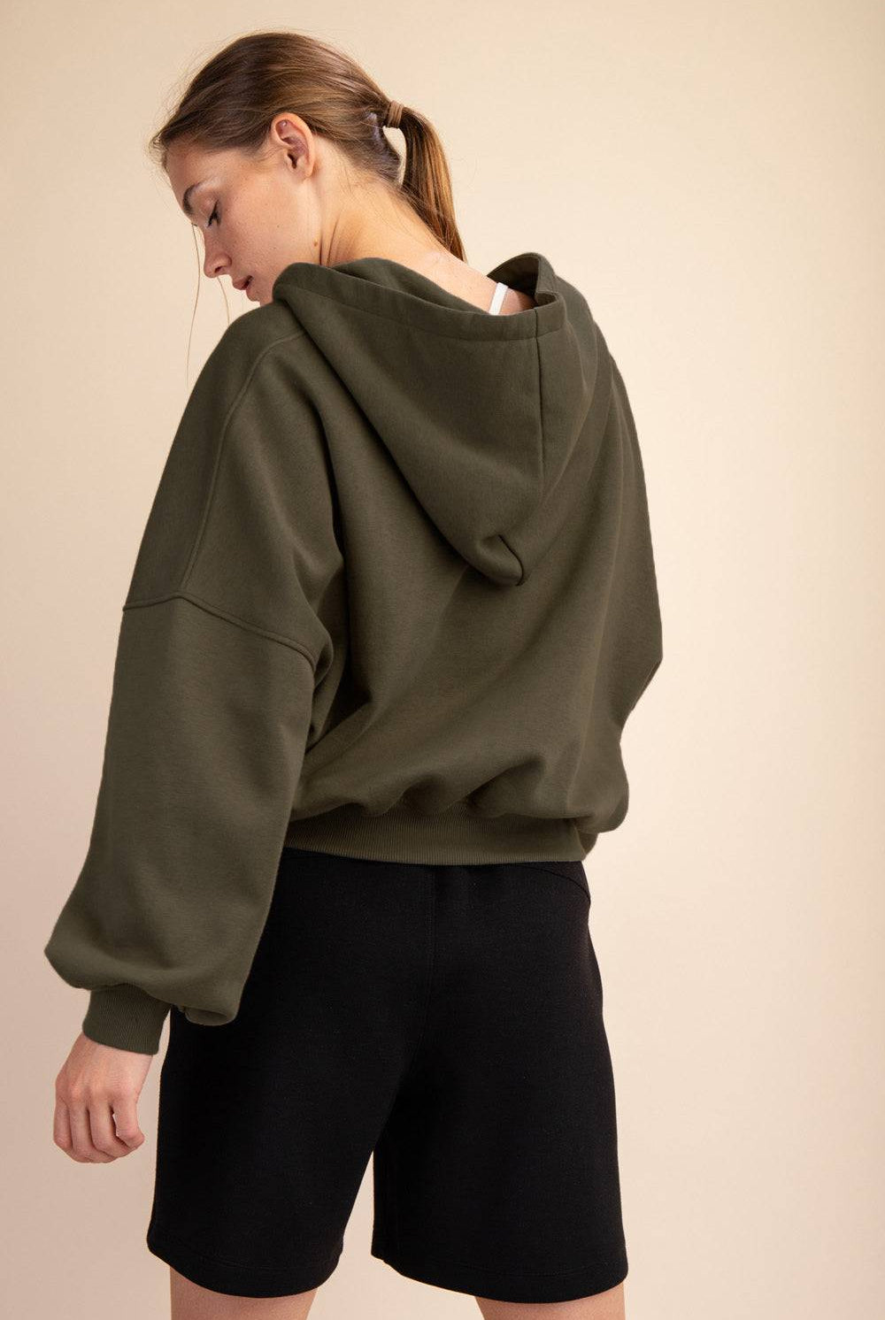 Fleece Quarter Zip Hoodie Jacket - Hype Up