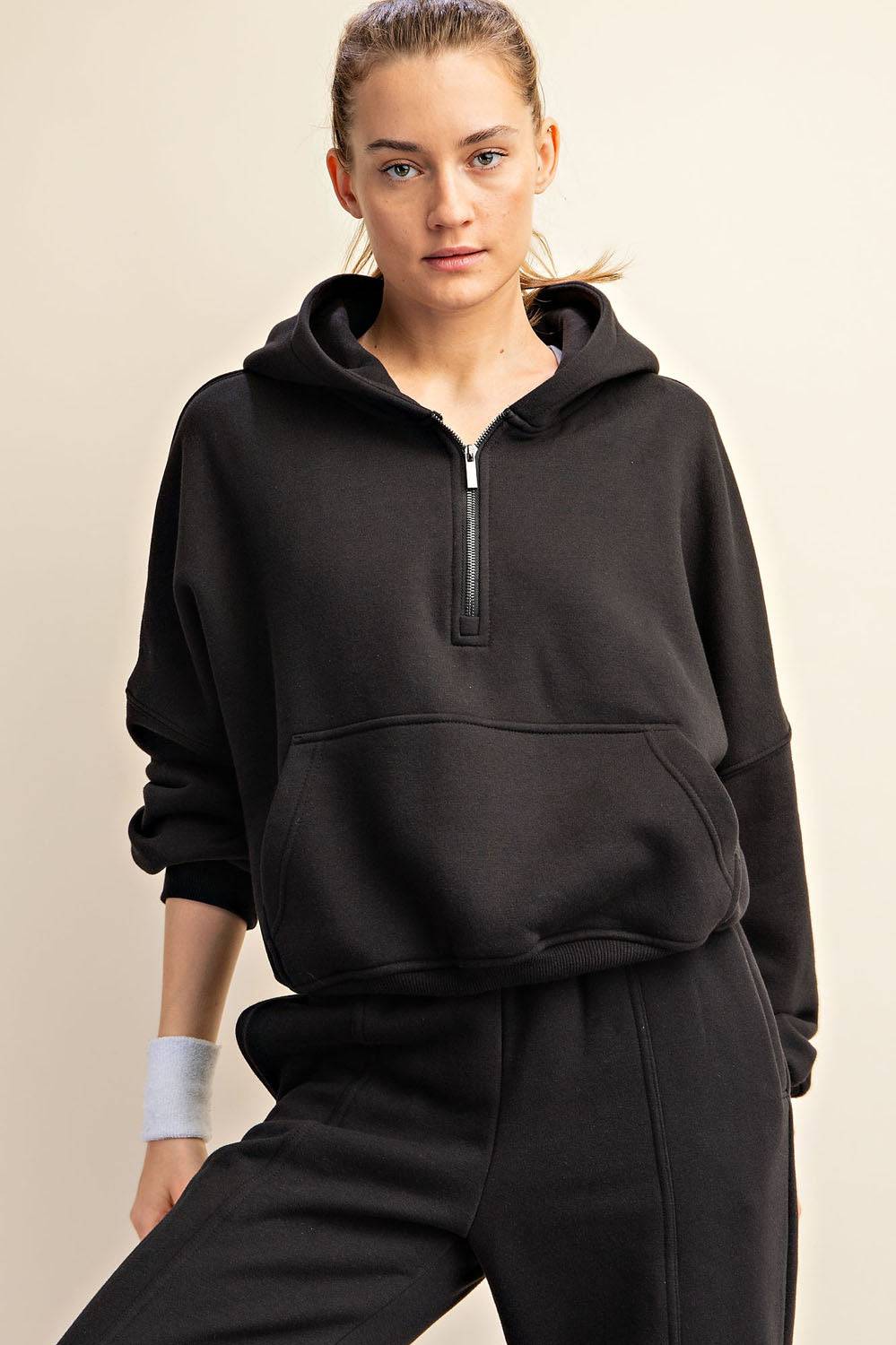 Fleece Quarter Zip Hoodie Jacket - Hype Up