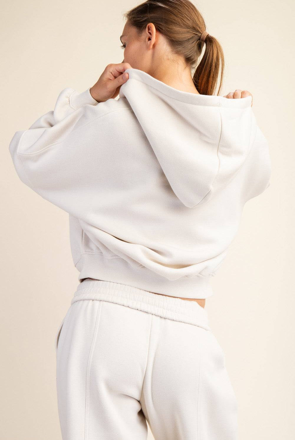 Fleece Quarter Zip Hoodie Jacket - Hype Up