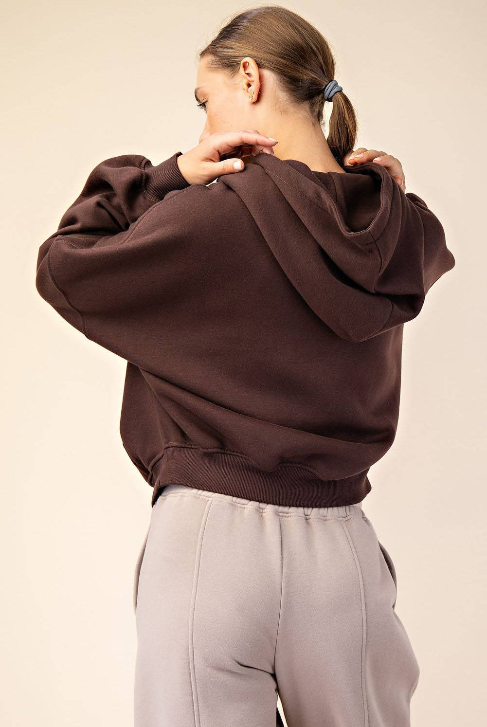 Fleece Quarter Zip Hoodie Jacket - Hype Up