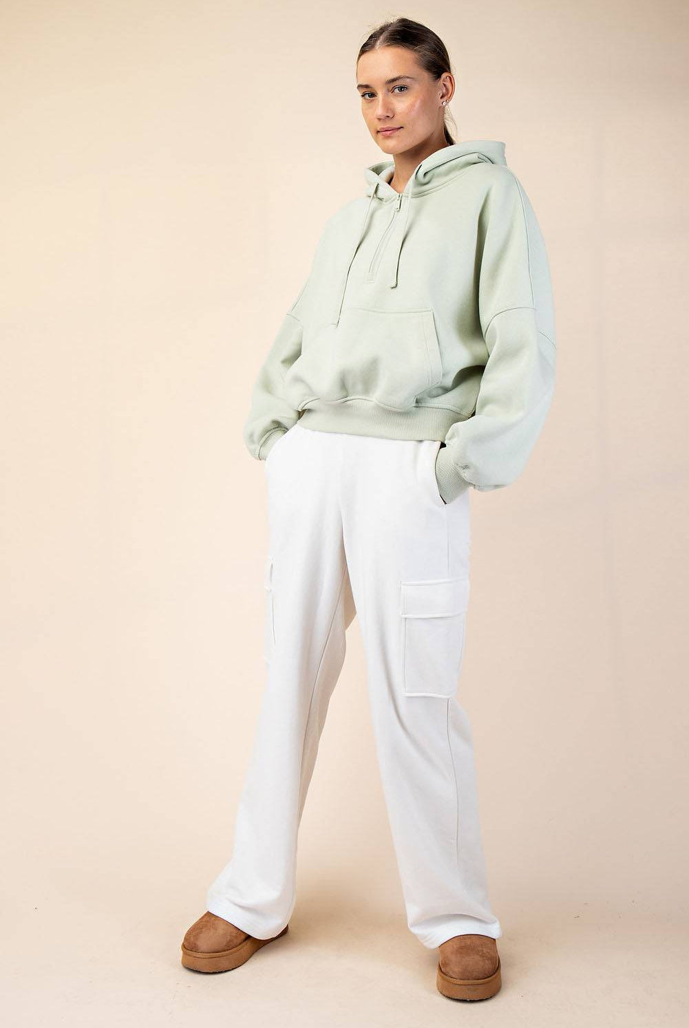 Fleece Quarter Zip Hoodie Jacket - Hype Up