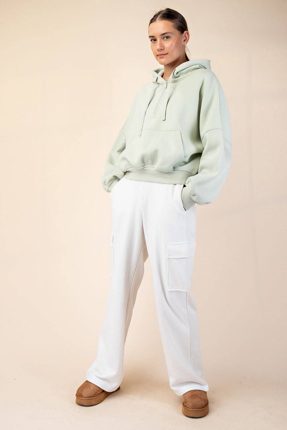 Fleece Quarter Zip Hoodie Jacket - Hype Up