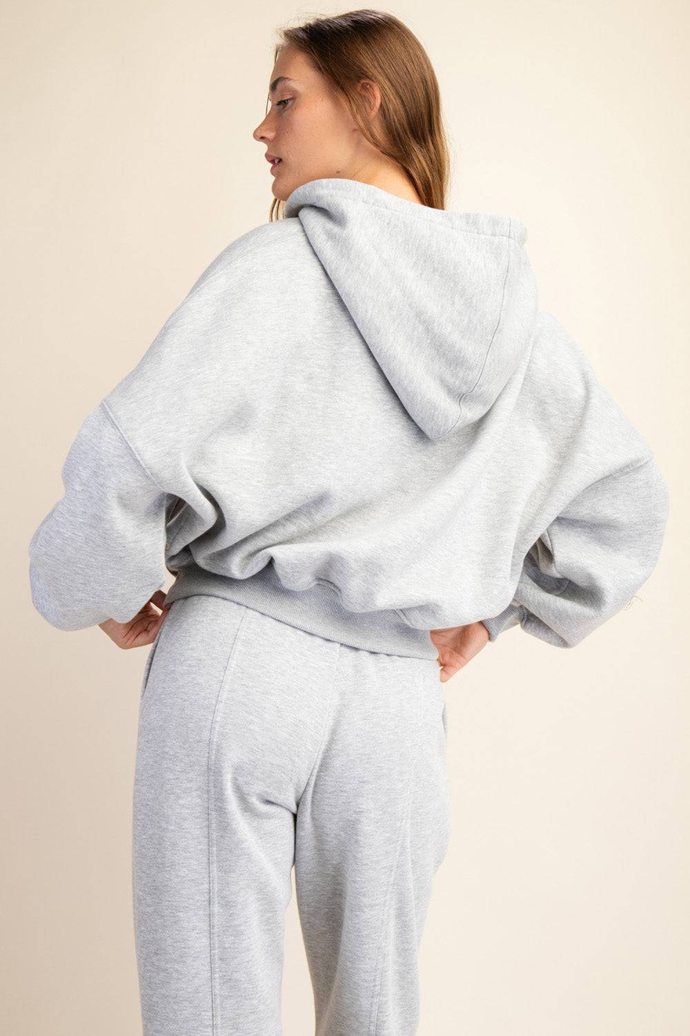 Fleece Quarter Zip Hoodie Jacket - Hype Up