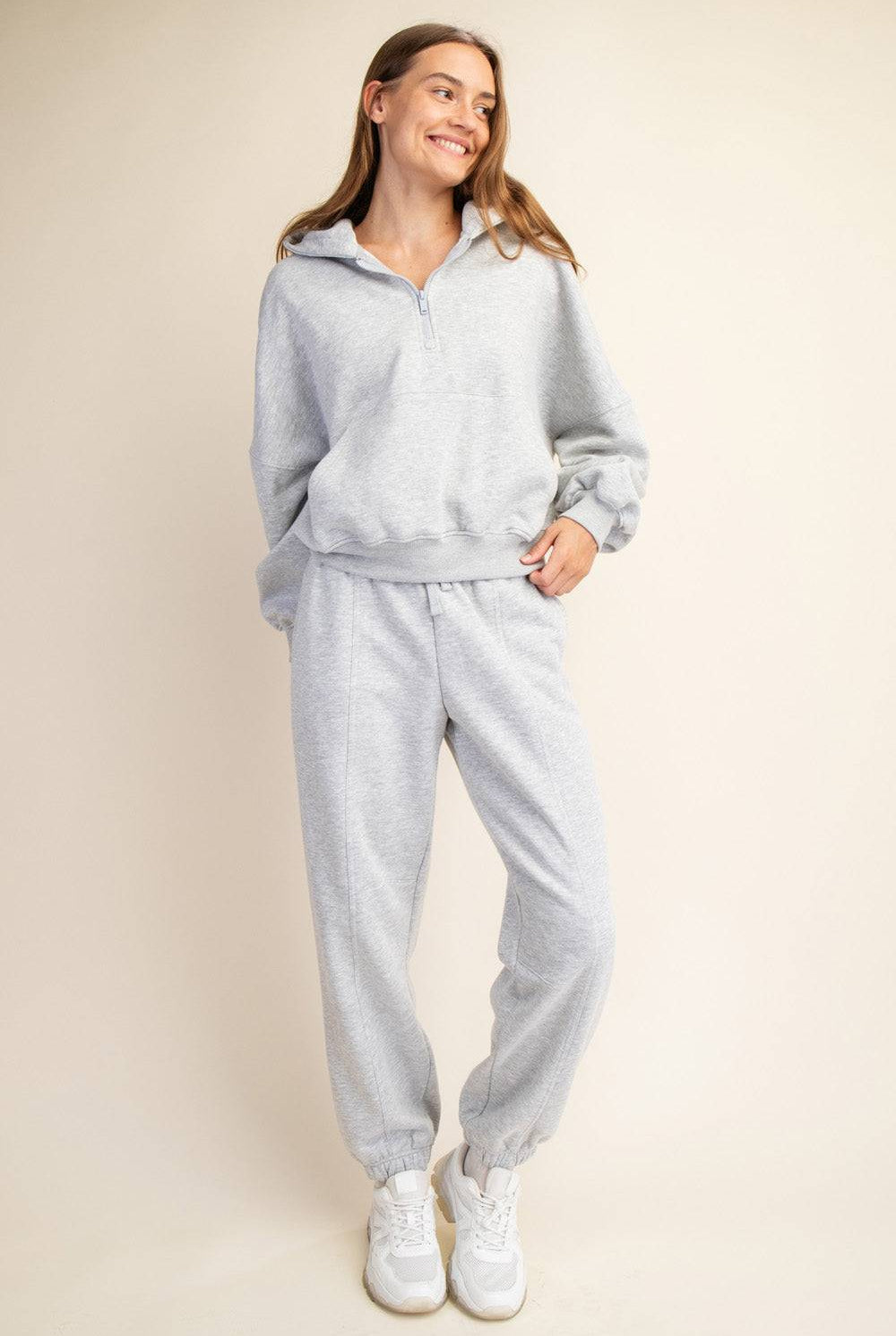 Fleece Quarter Zip Hoodie Jacket - Hype Up