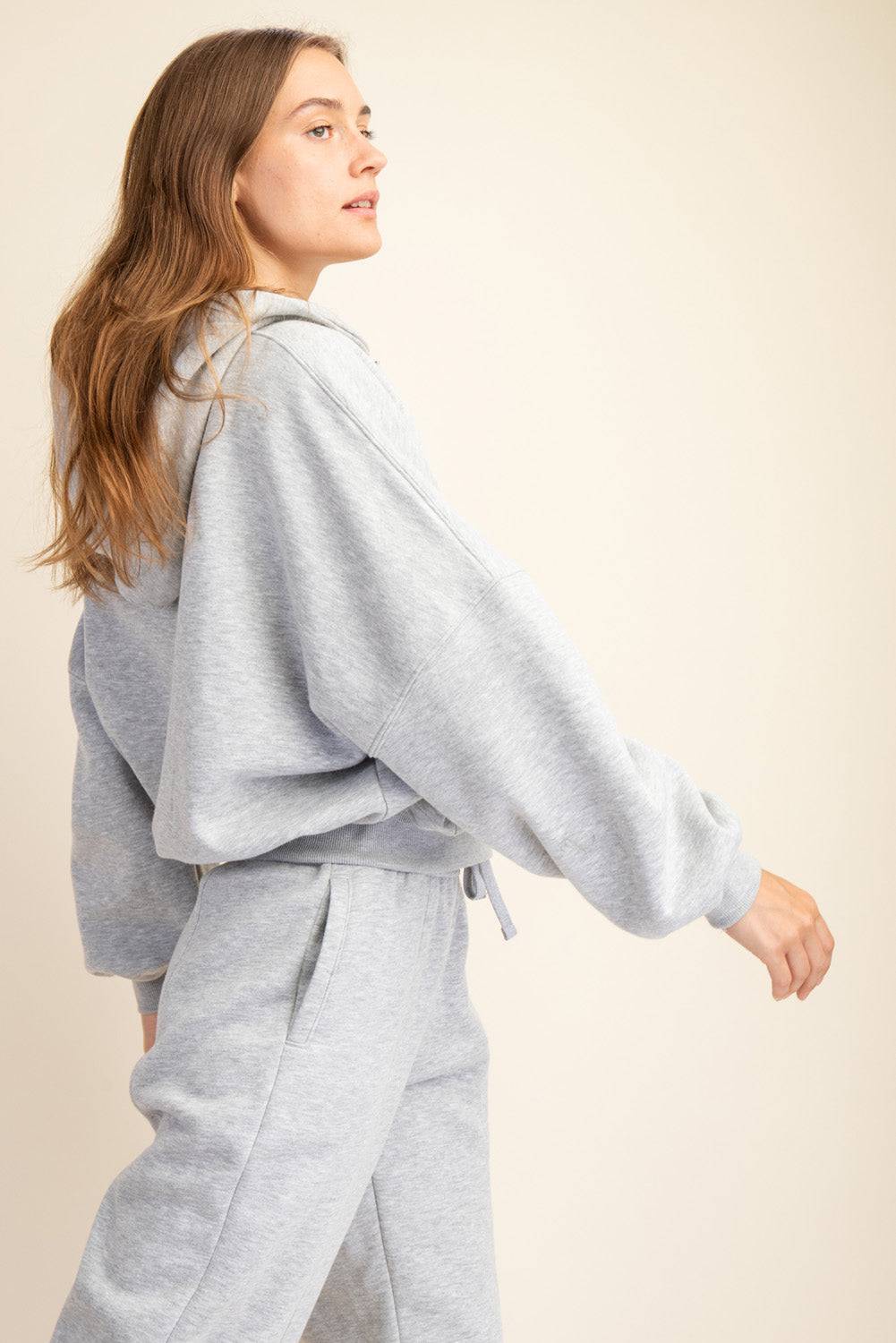 Fleece Quarter Zip Hoodie Jacket - Hype Up