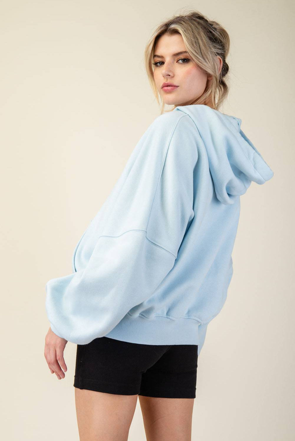 Fleece Quarter Zip Hoodie Jacket - Hype Up