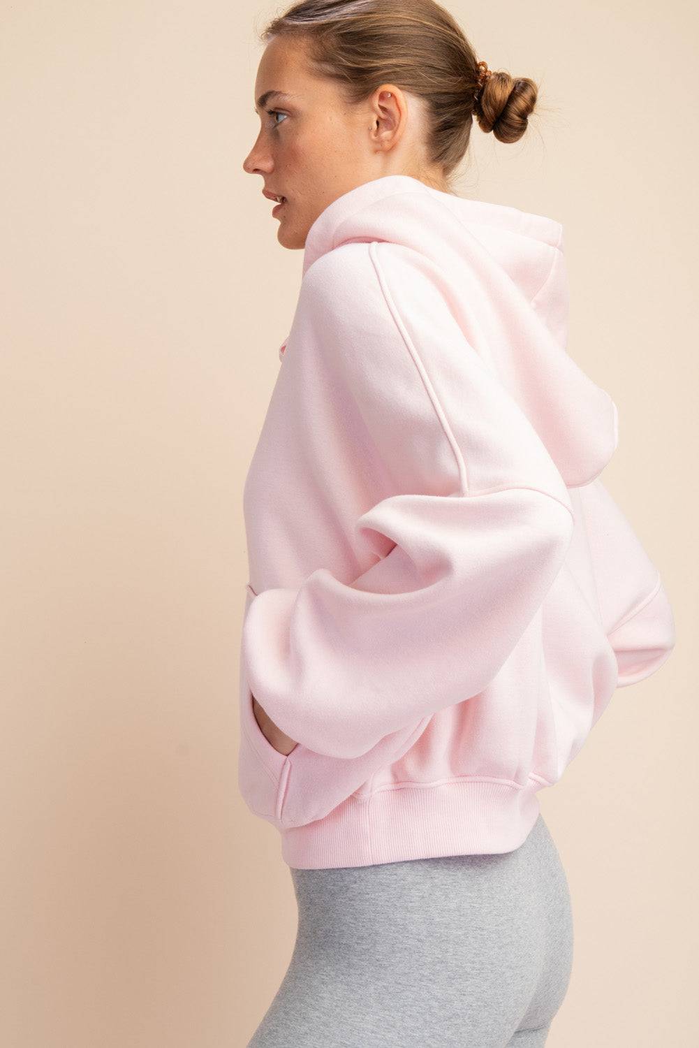 Fleece Quarter Zip Hoodie Jacket - Hype Up