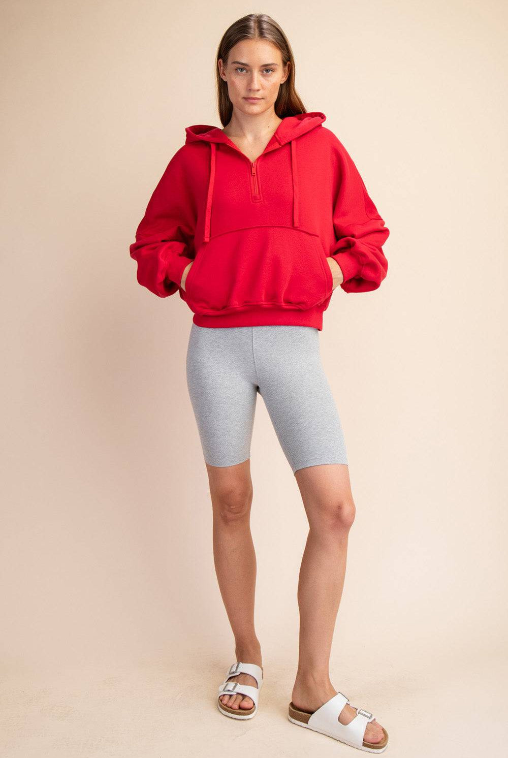 Fleece Quarter Zip Hoodie Jacket - Hype Up