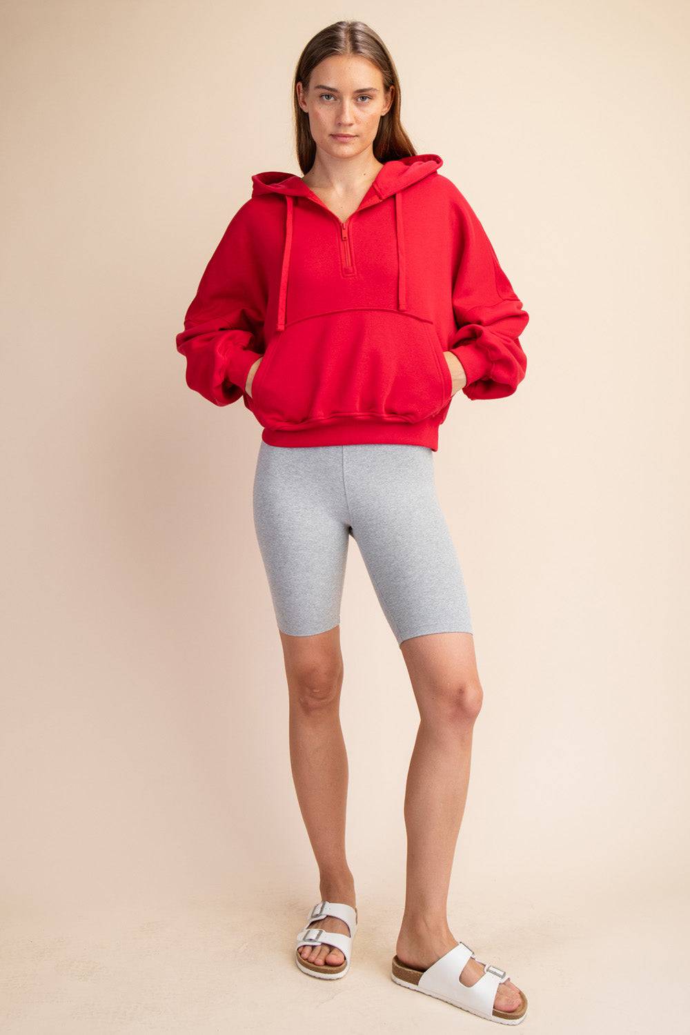 Fleece Quarter Zip Hoodie Jacket - Hype Up