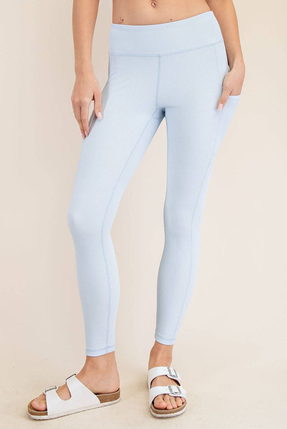 Nylon Rib Yoga Pocket Leggings - Hype Up