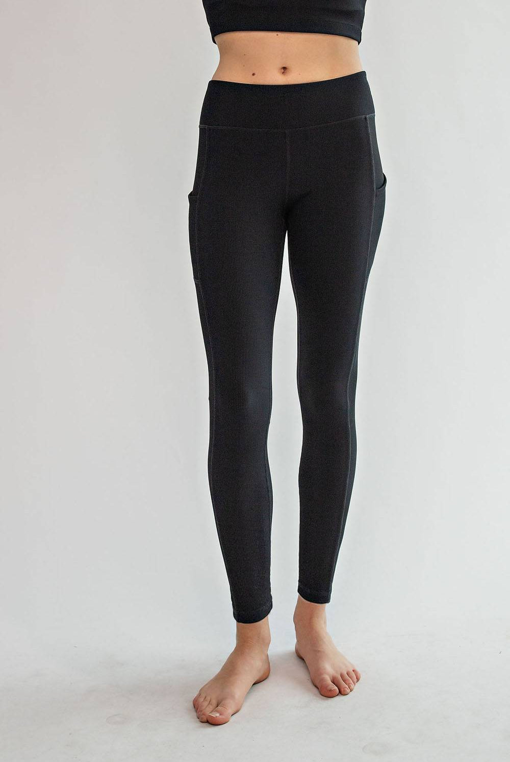 Nylon Rib Yoga Pocket Leggings - Hype Up