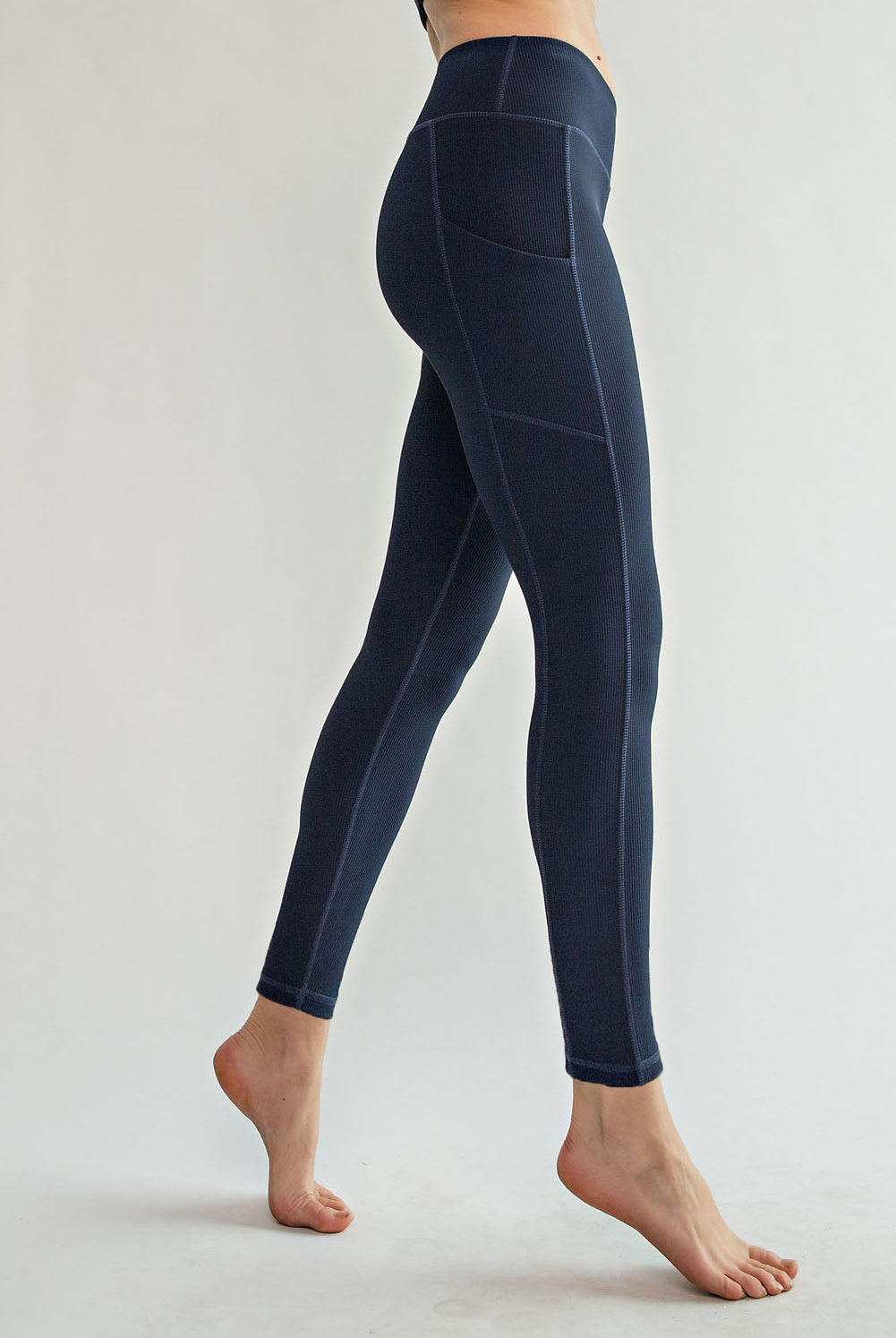 Nylon Rib Yoga Pocket Leggings - Hype Up