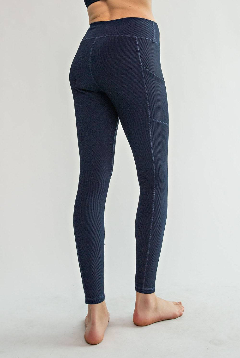 Nylon Rib Yoga Pocket Leggings - Hype Up