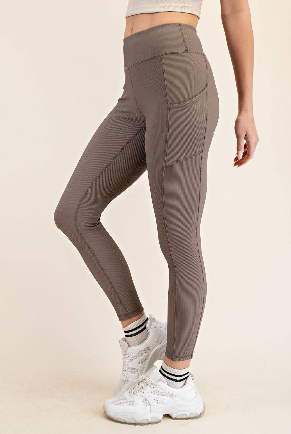 Nylon Rib Yoga Pocket Leggings - Hype Up