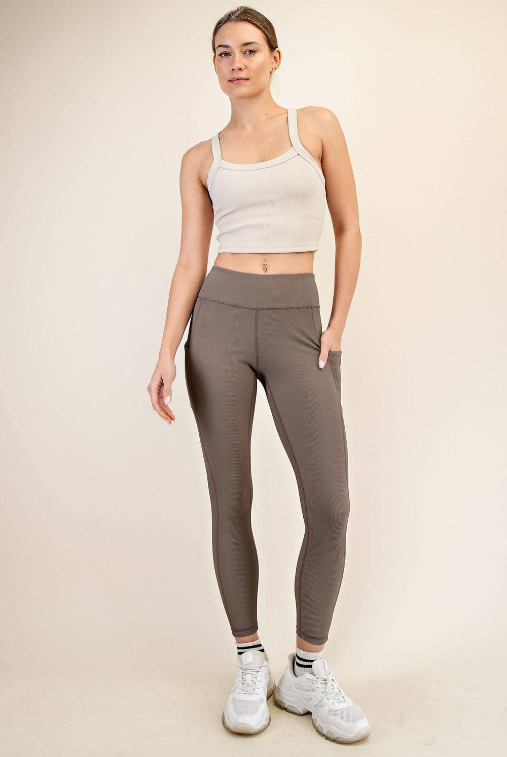 Nylon Rib Yoga Pocket Leggings - Hype Up