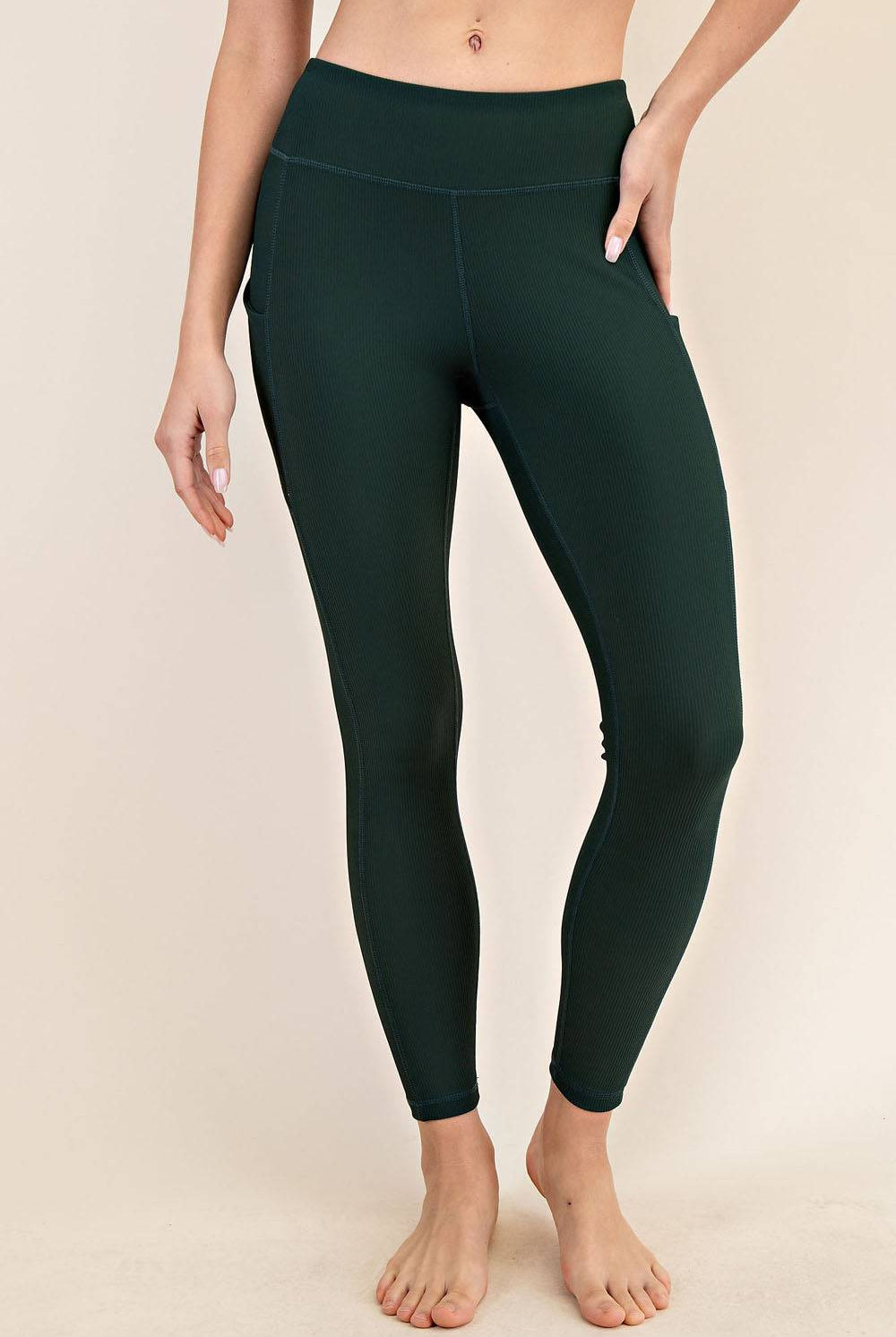 Nylon Rib Yoga Pocket Leggings - Hype Up