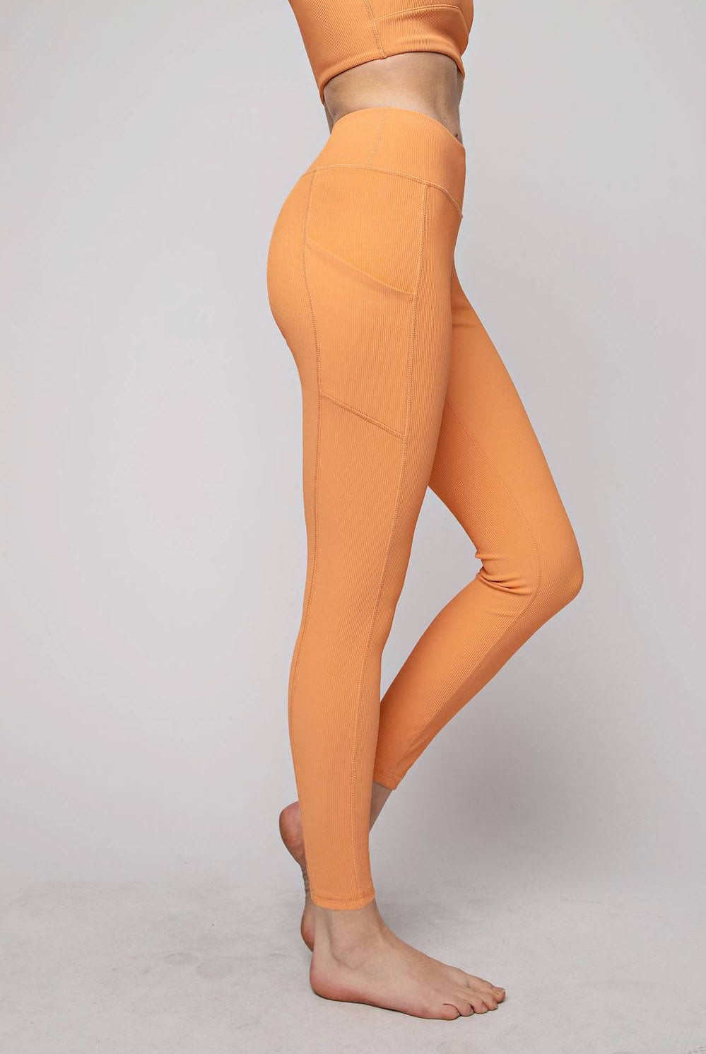 Nylon Rib Yoga Pocket Leggings - Hype Up