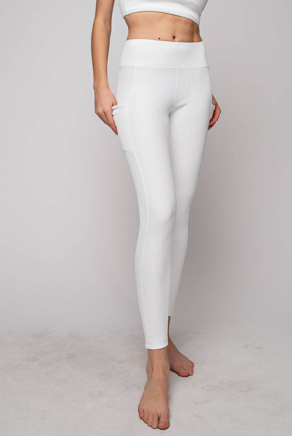 Nylon Rib Yoga Pocket Leggings - Hype Up