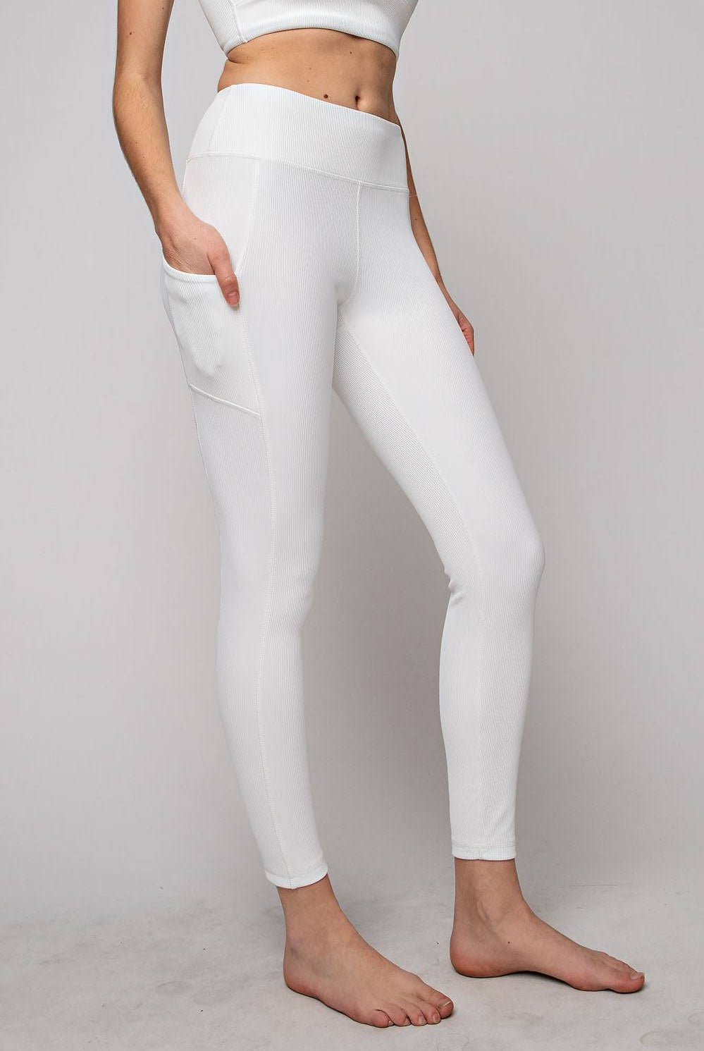 Nylon Rib Yoga Pocket Leggings - Hype Up