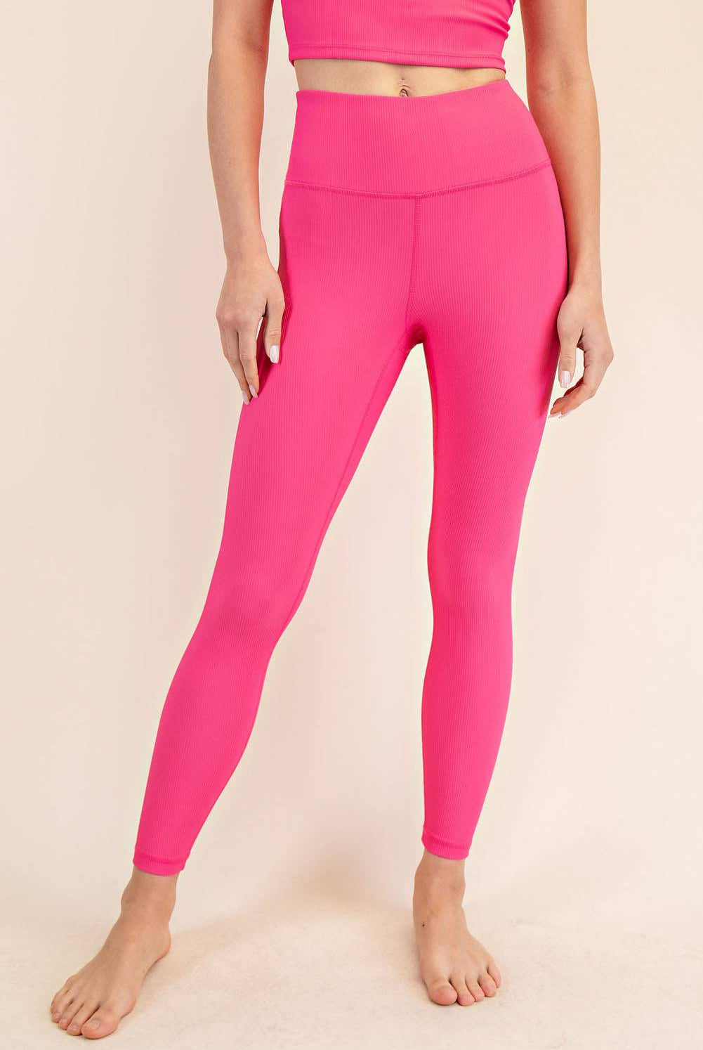 Nylon Rib Yoga Leggings - Hype Up