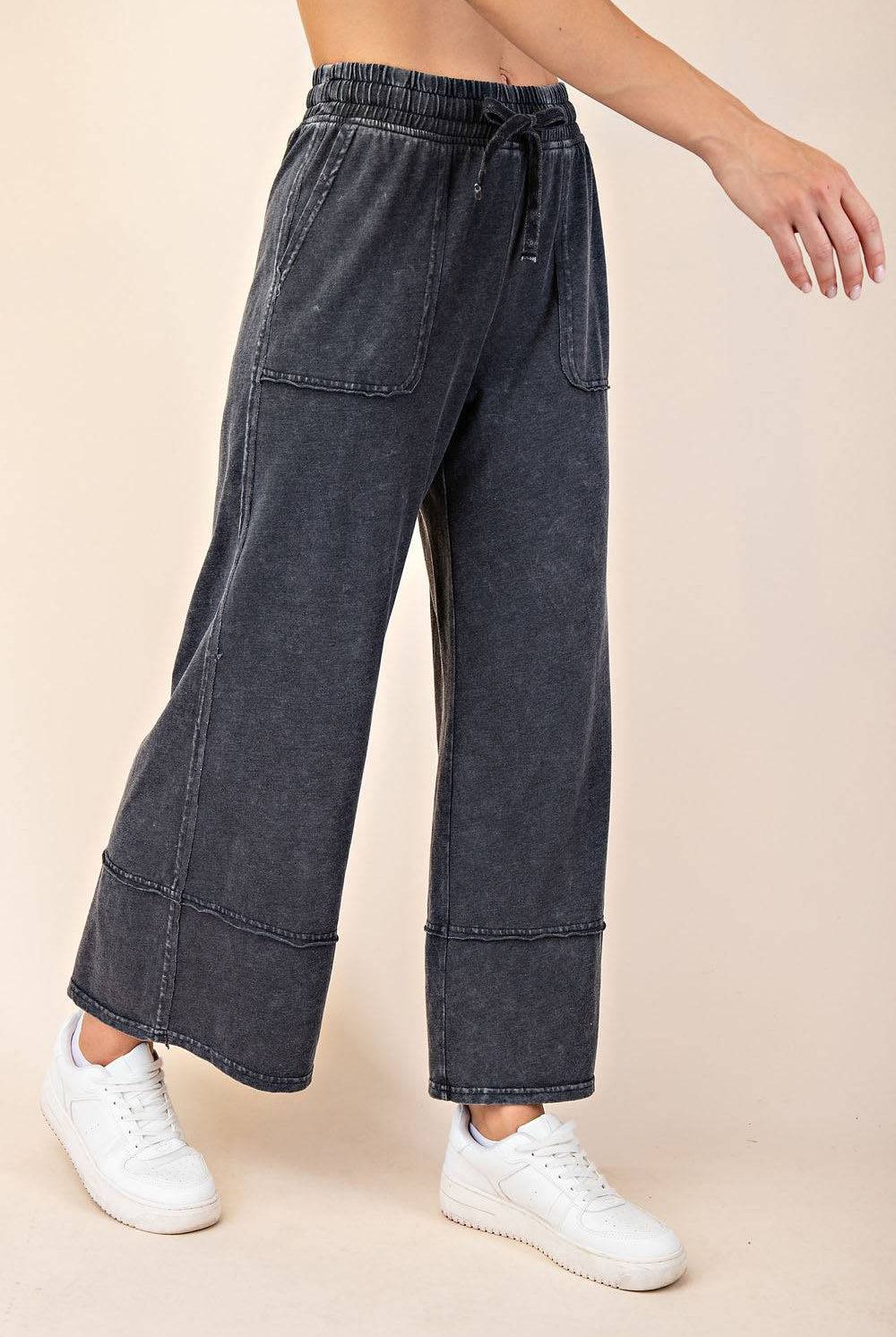 Cotton Poly Cropped Wide Pant - Hype Up