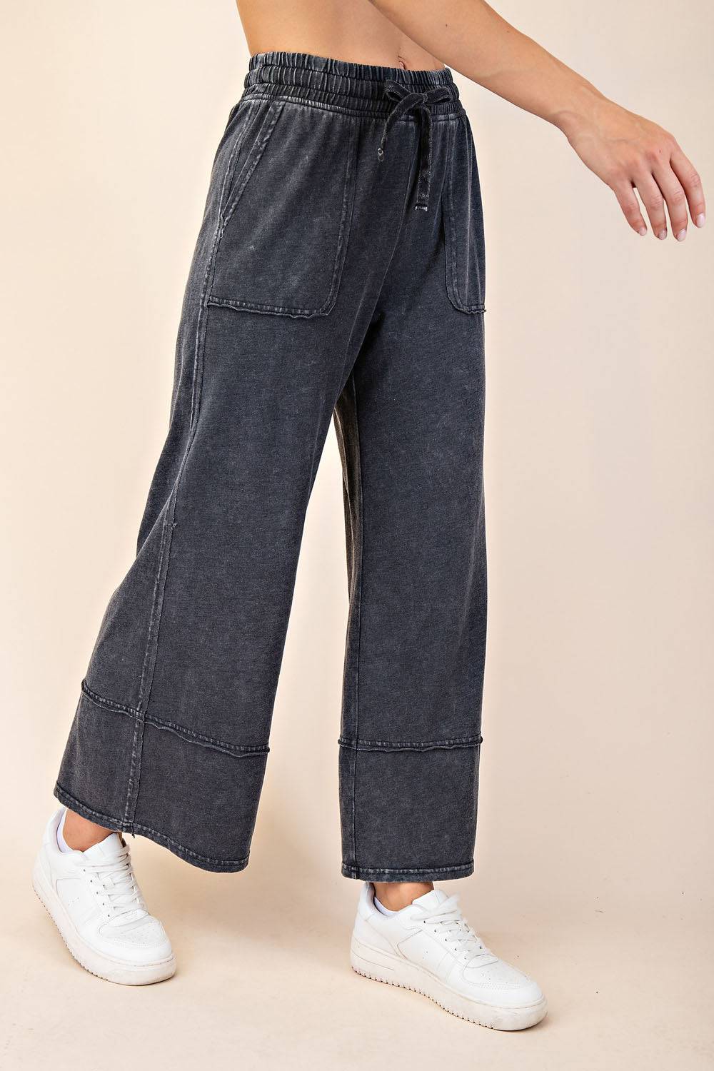 Cotton Poly Cropped Wide Pant - Hype Up