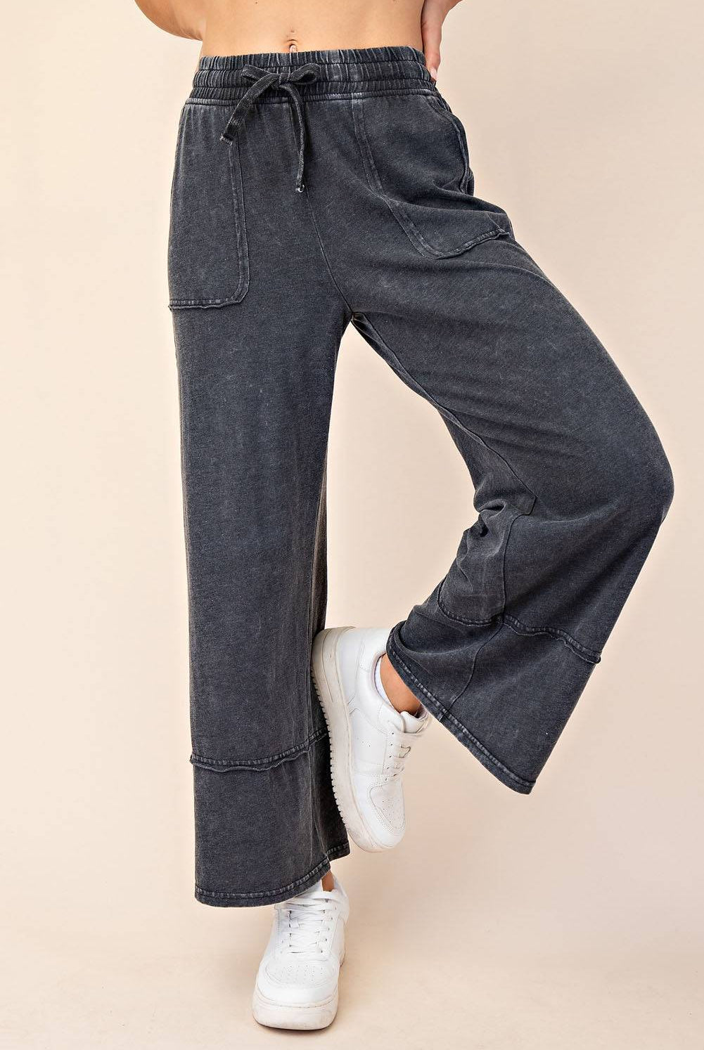 Cotton Poly Cropped Wide Pant - Hype Up