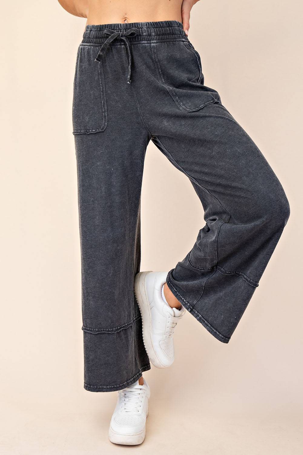 Cotton Poly Cropped Wide Pant - Hype Up