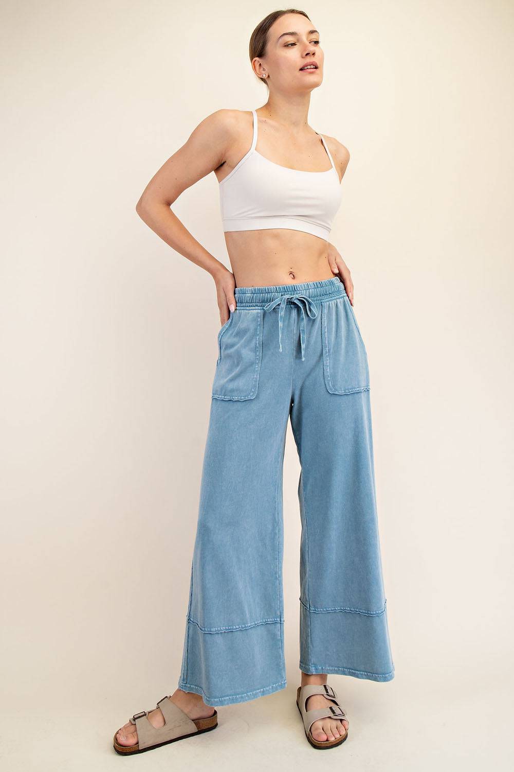 Cotton Poly Cropped Wide Pant - Hype Up
