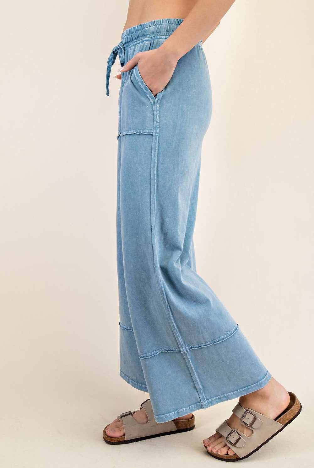Cotton Poly Cropped Wide Pant - Hype Up