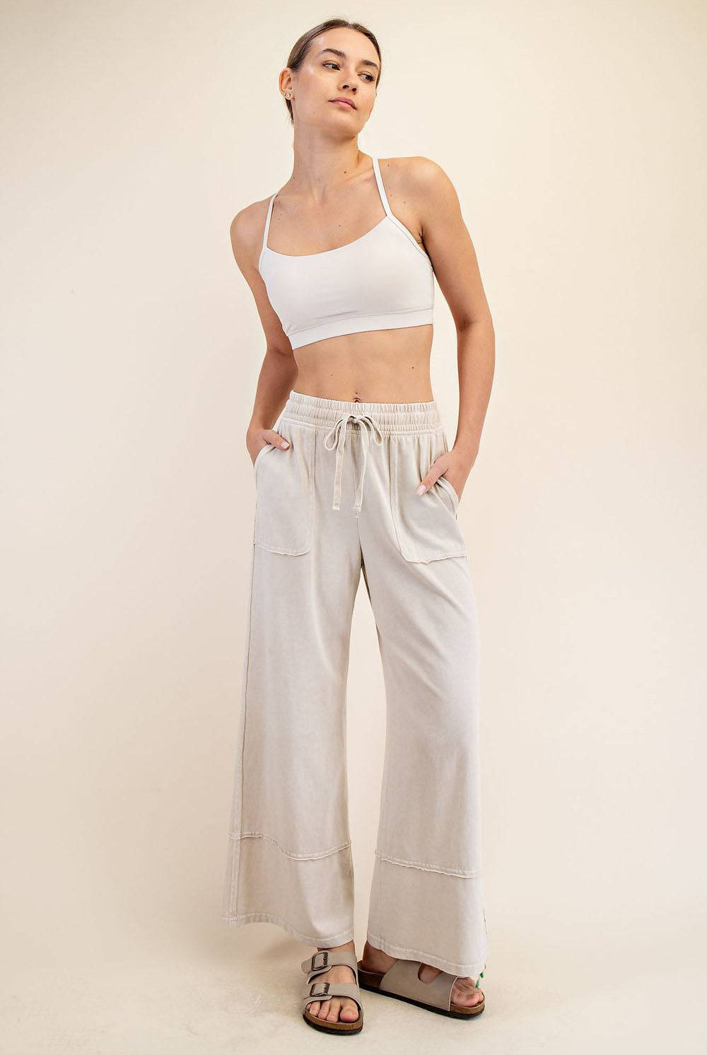 Cotton Poly Cropped Wide Pant - Hype Up